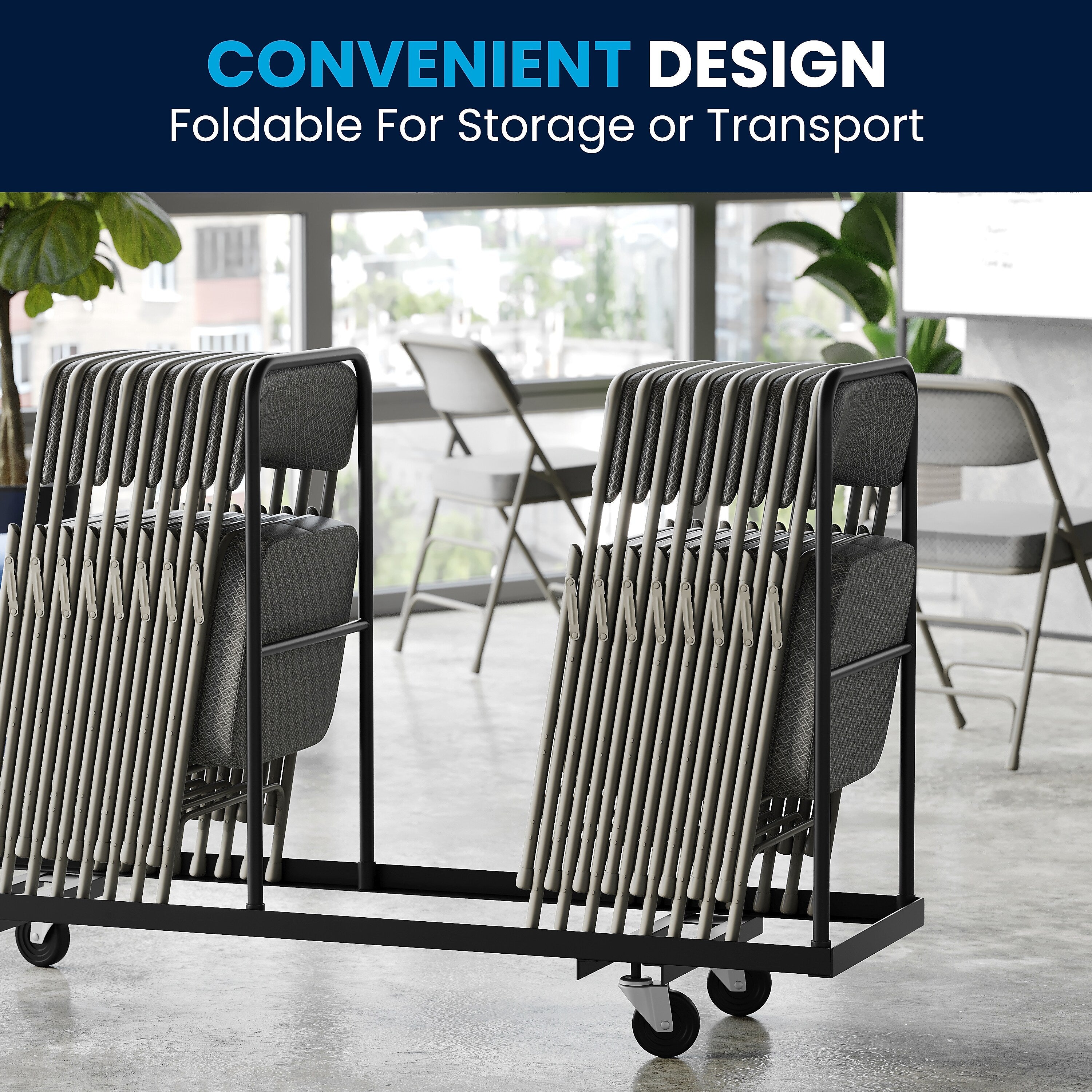 Flash Furniture HERCULES Series Fabric Folding Chair, Gray, 2/Pack