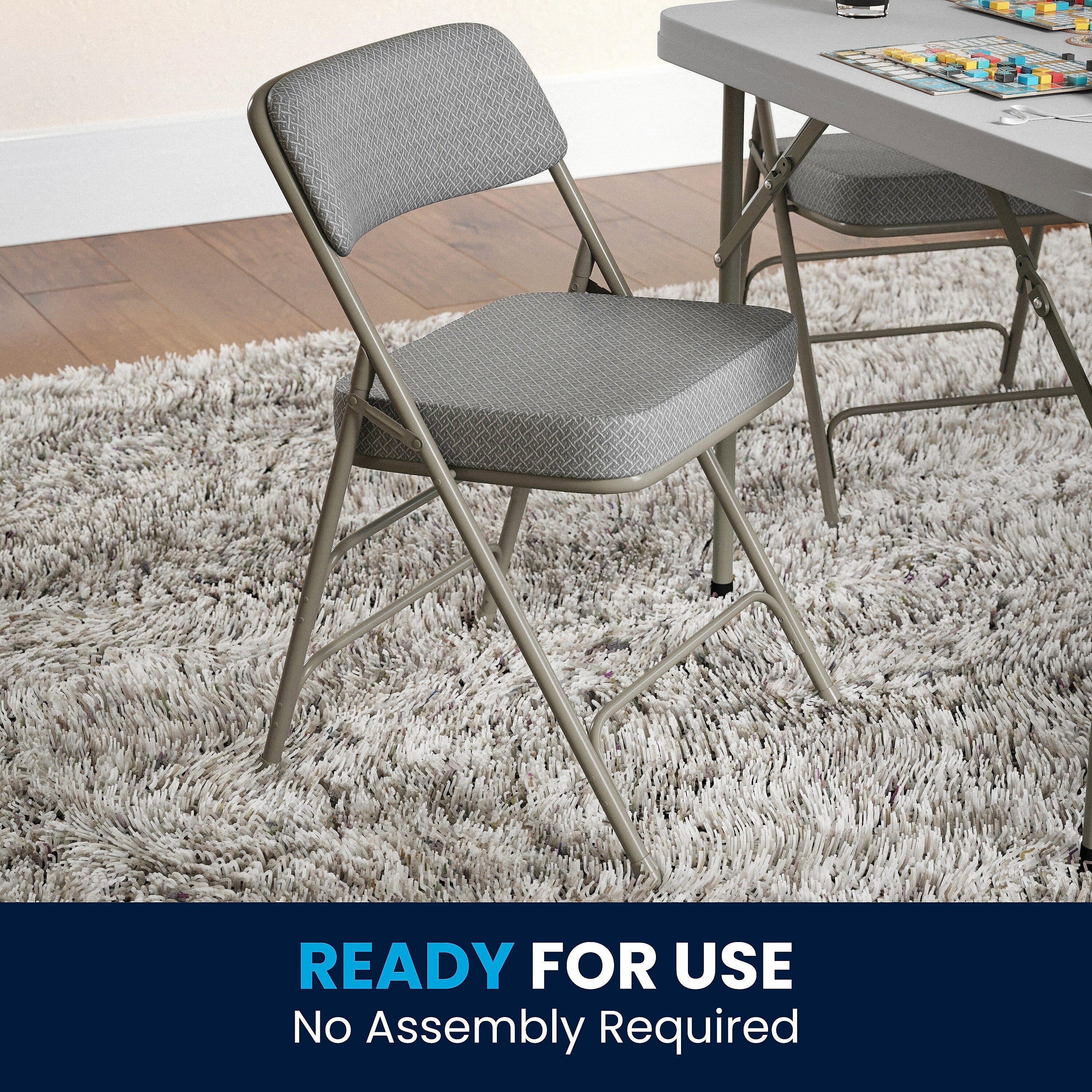Flash Furniture HERCULES Series Fabric Folding Chair, Gray, 2/Pack