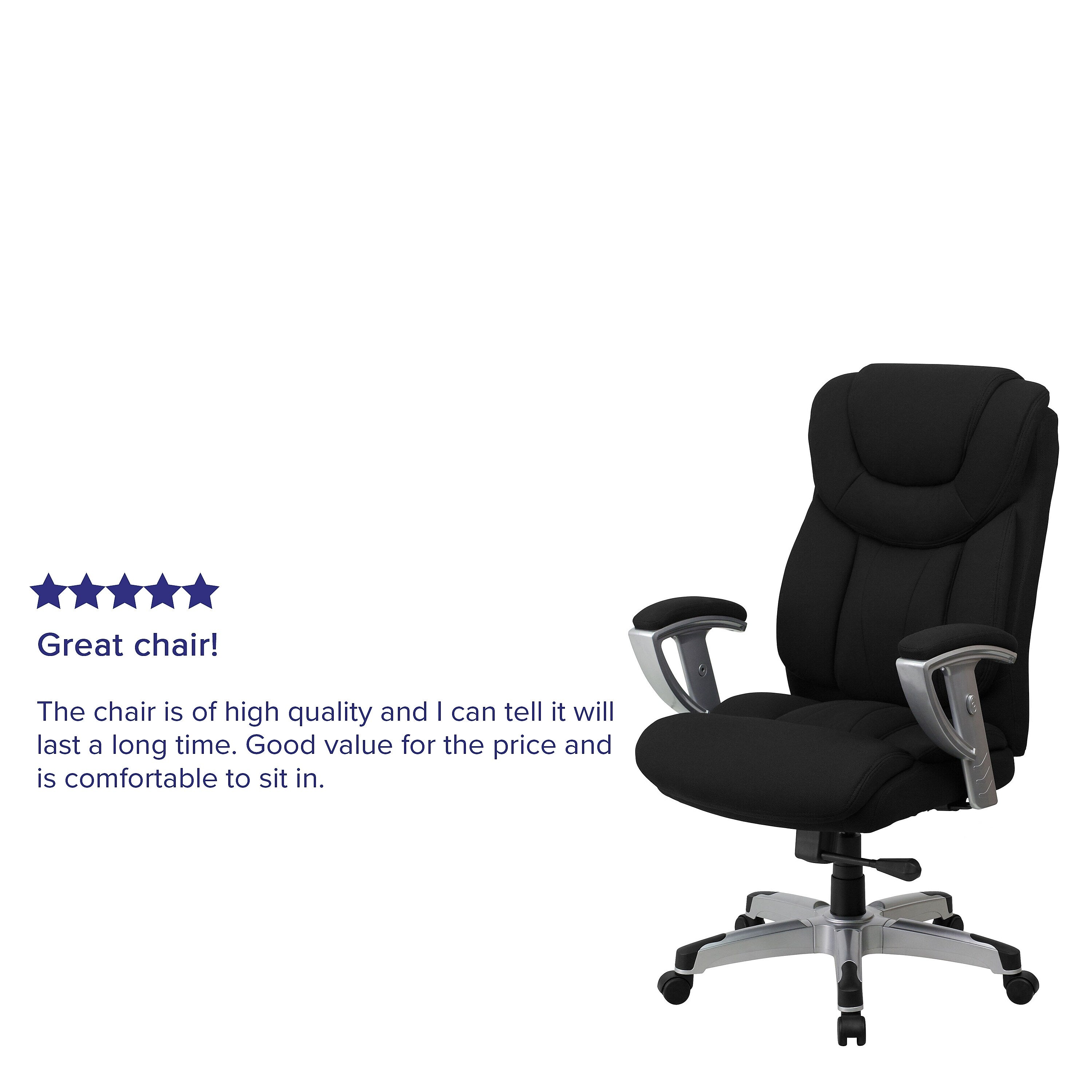 Flash Furniture HERCULES Series Fabric Swivel Big & Tall Executive Office Chair, Black