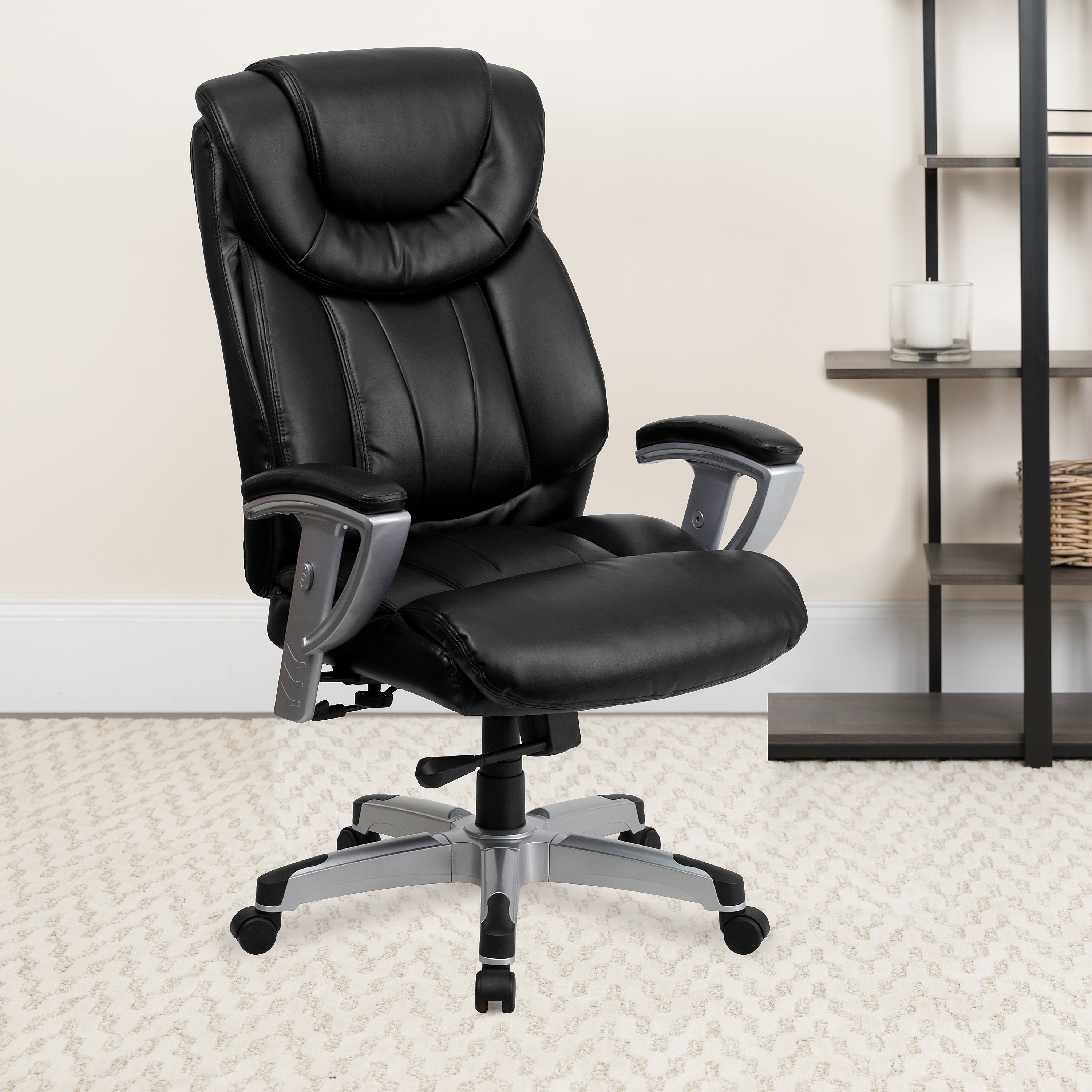Flash Furniture HERCULES Series LeatherSoft Swivel Big & Tall Executive Office Chair, Black