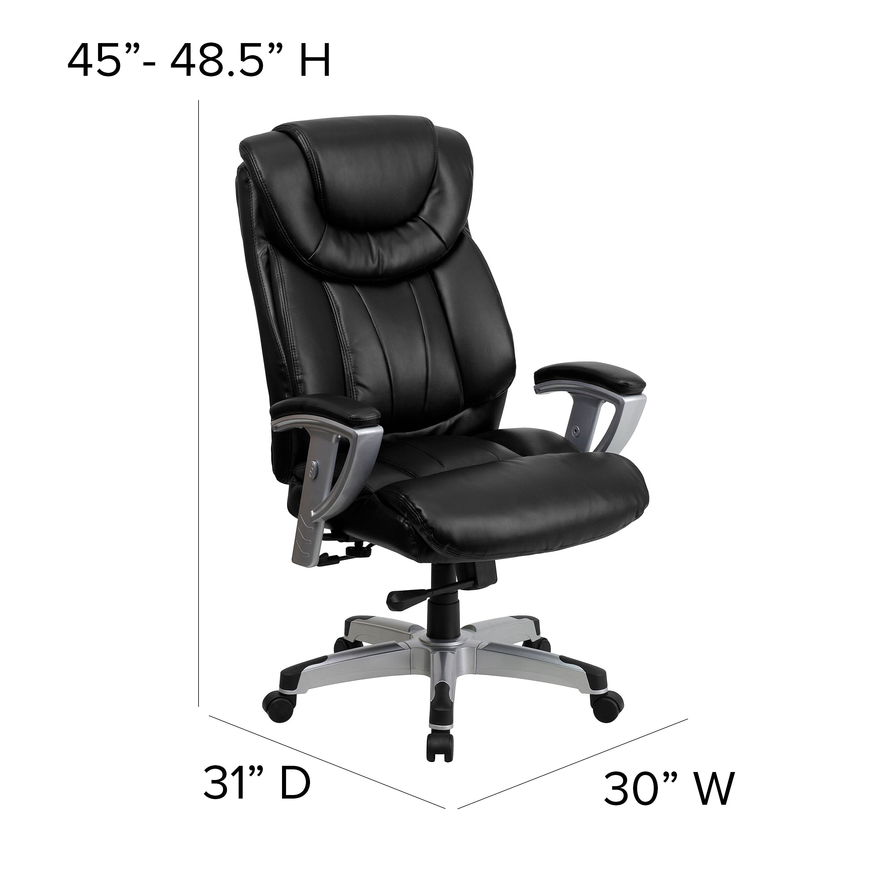 Flash Furniture HERCULES Series LeatherSoft Swivel Big & Tall Executive Office Chair, Black