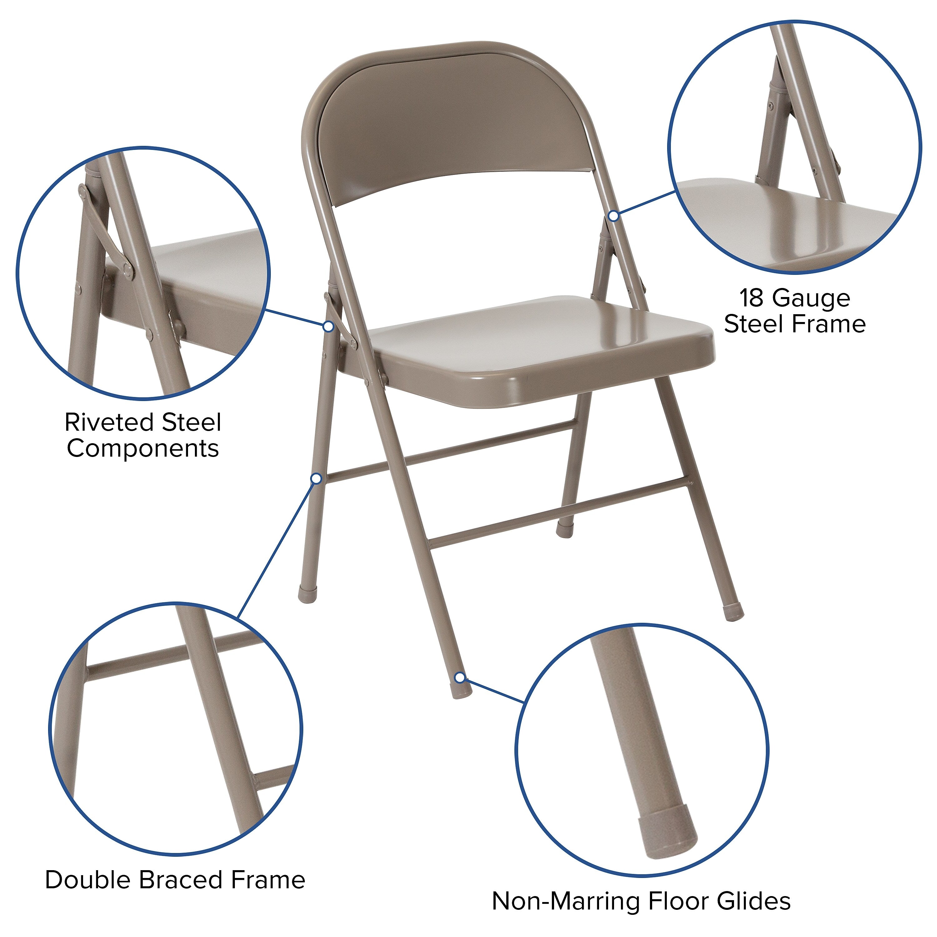 Flash Furniture HERCULES Series Metal Folding Chair, 4/Pk