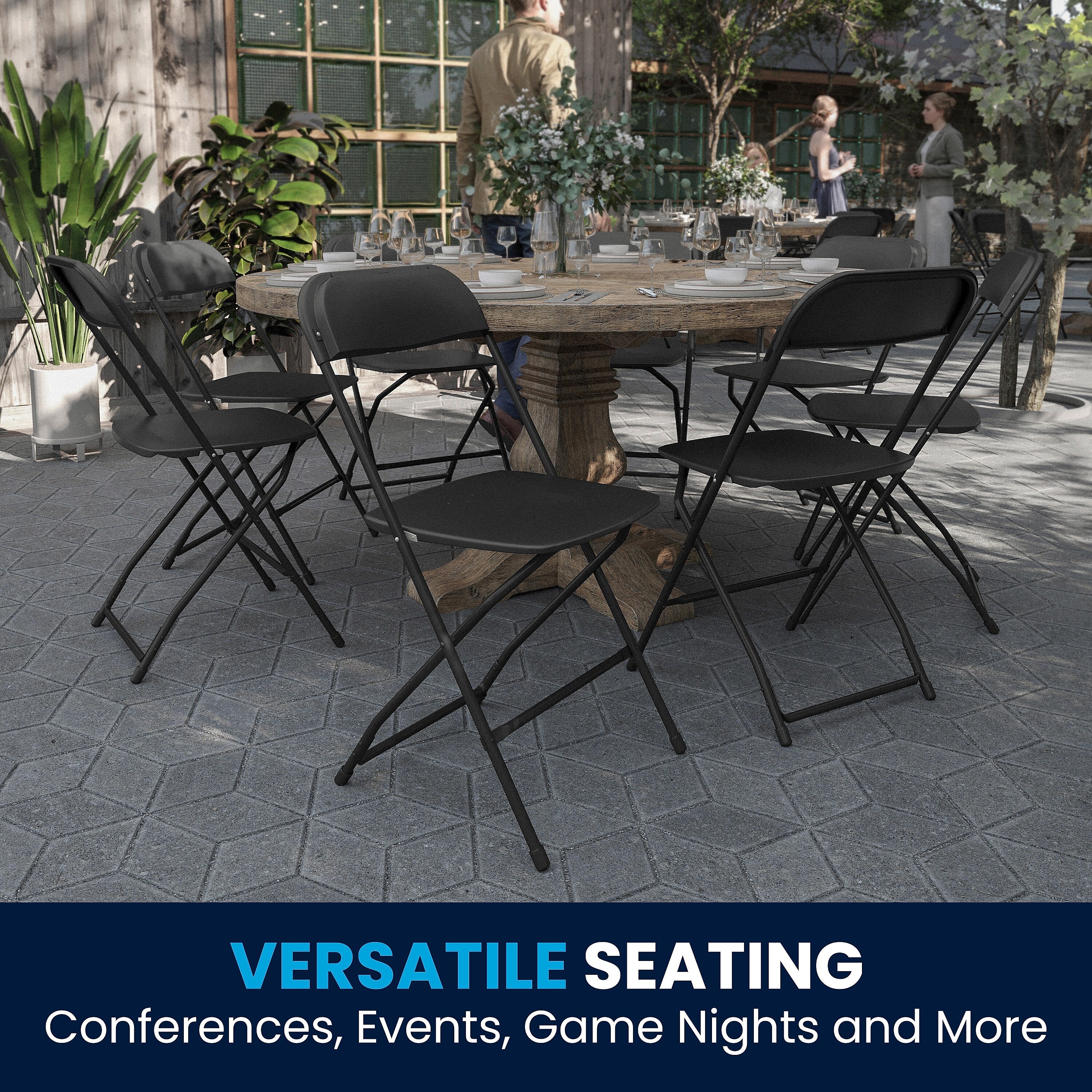 Flash Furniture HERCULES Series Plastic Banquet/Reception Chair, Black, 2/Pack