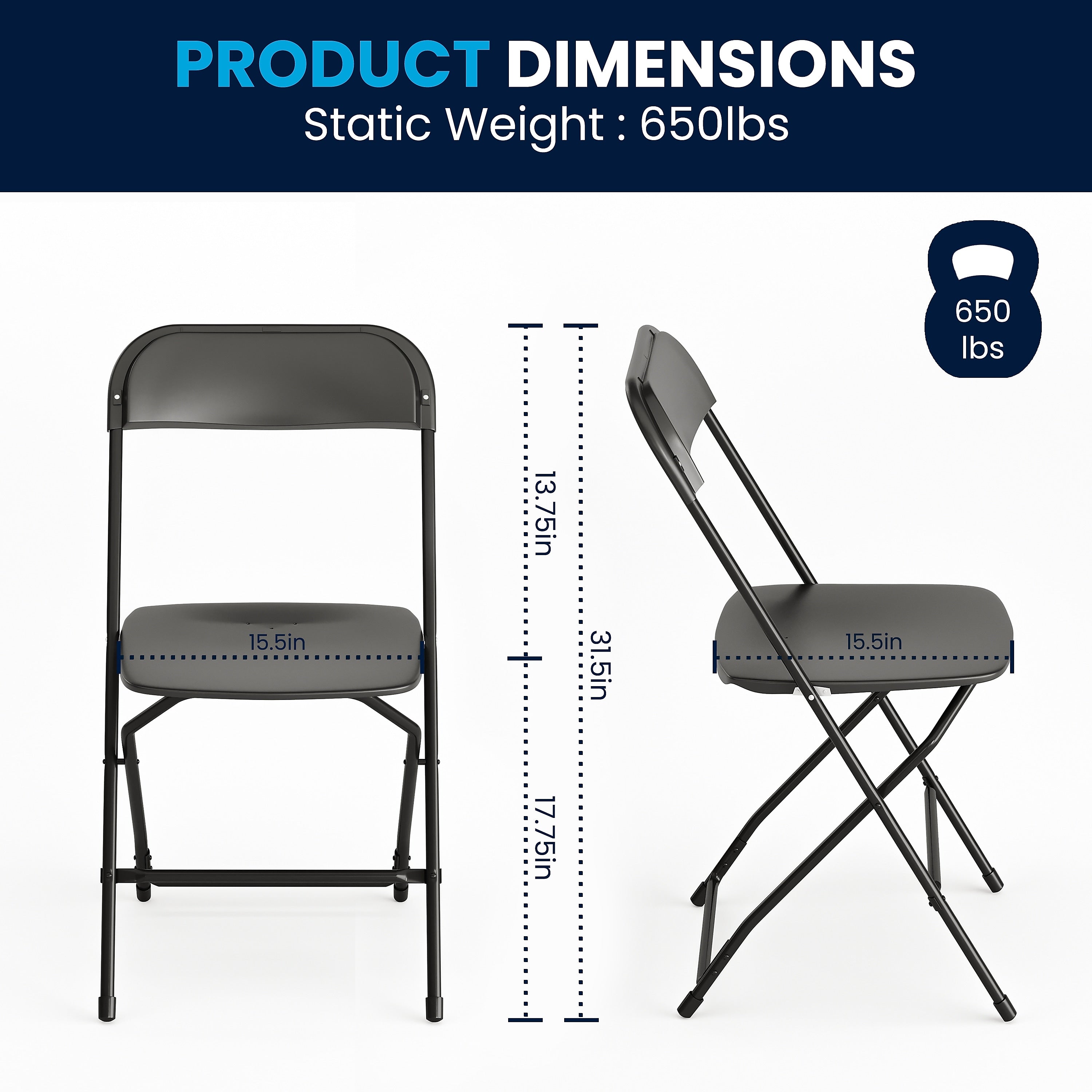 Flash Furniture HERCULES Series Plastic Banquet/Reception Chair, Black, 2/Pack