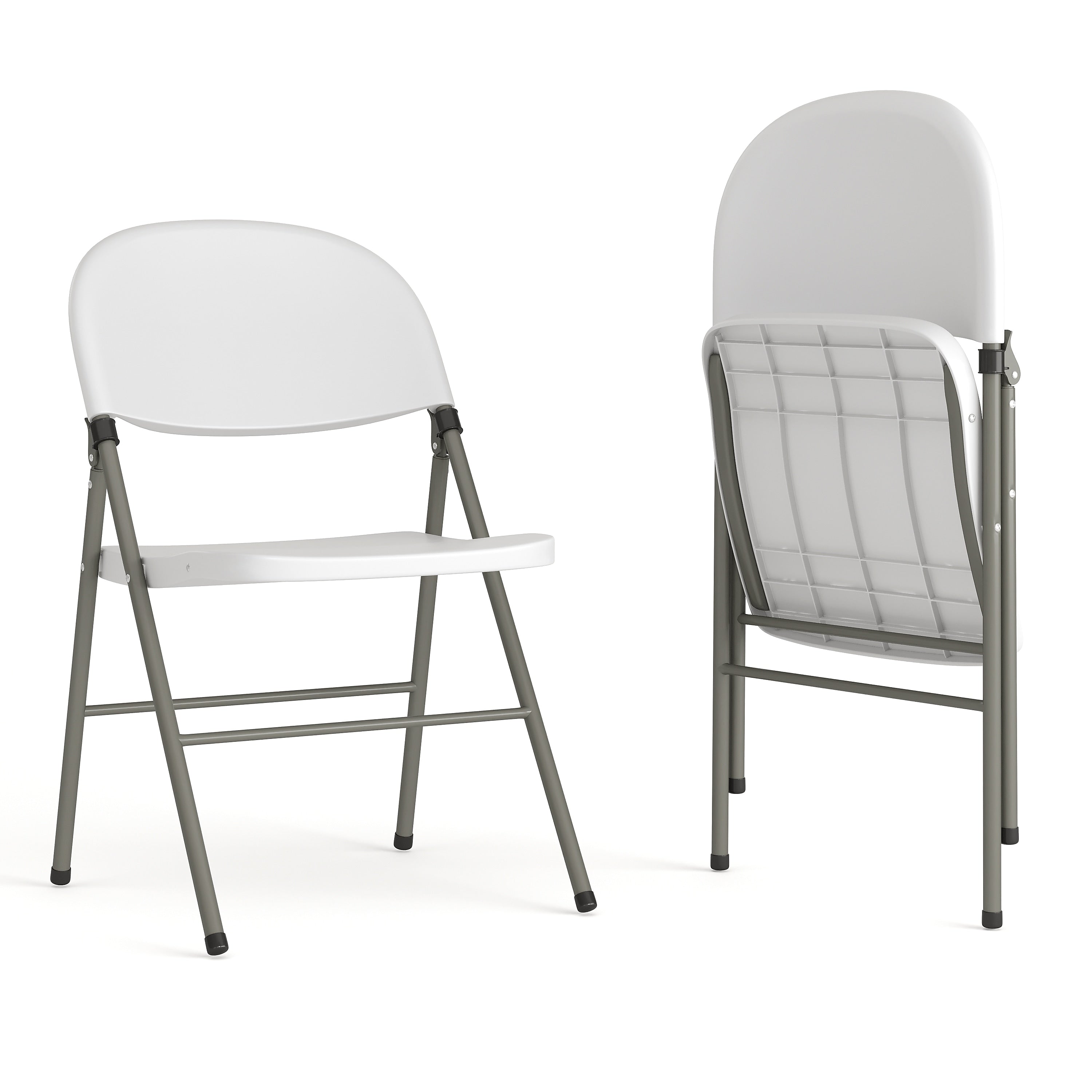 Flash Furniture HERCULES Series Plastic Folding Chair, White, 2/Pack