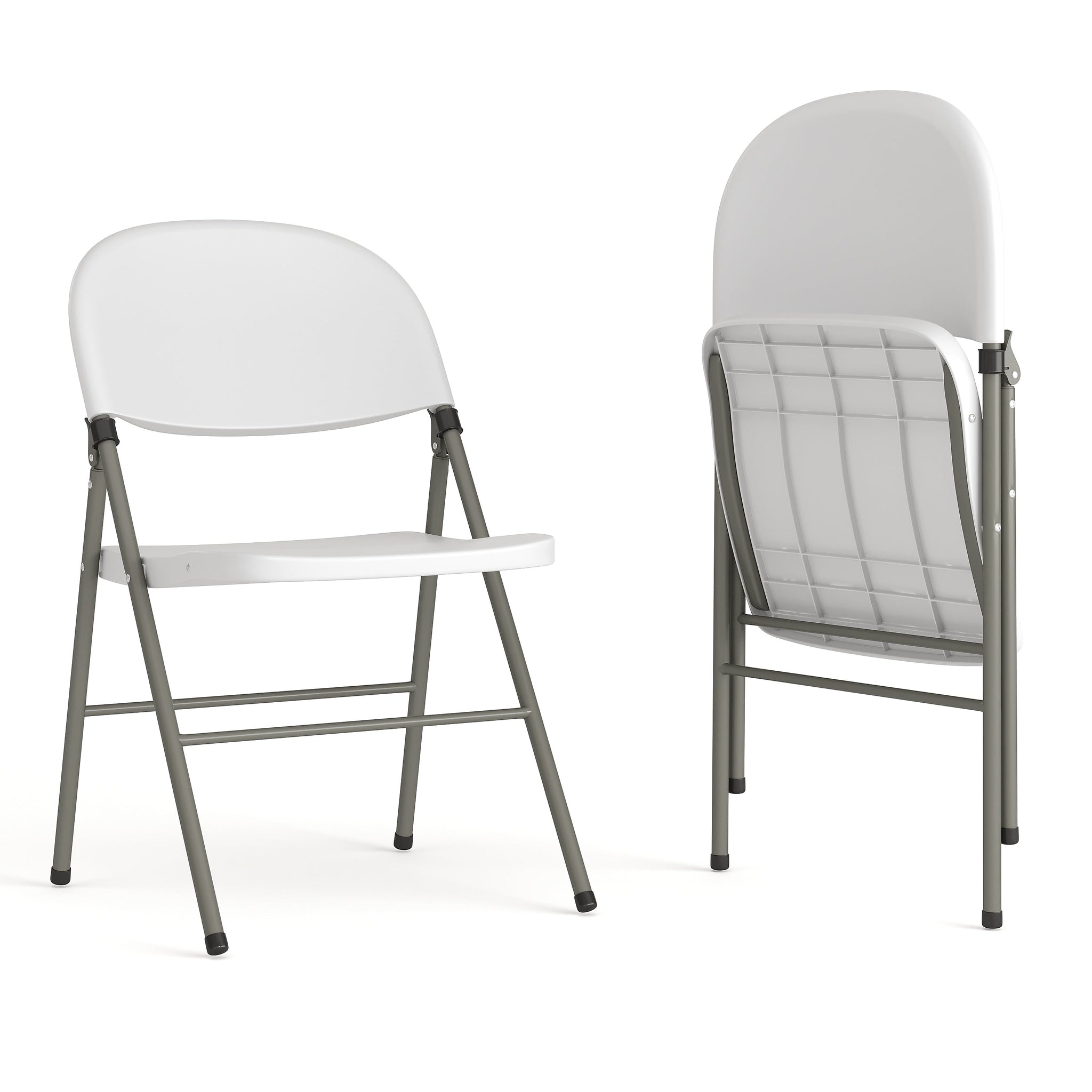 Flash Furniture HERCULES Series Plastic Folding Chair, White, 2/Pack