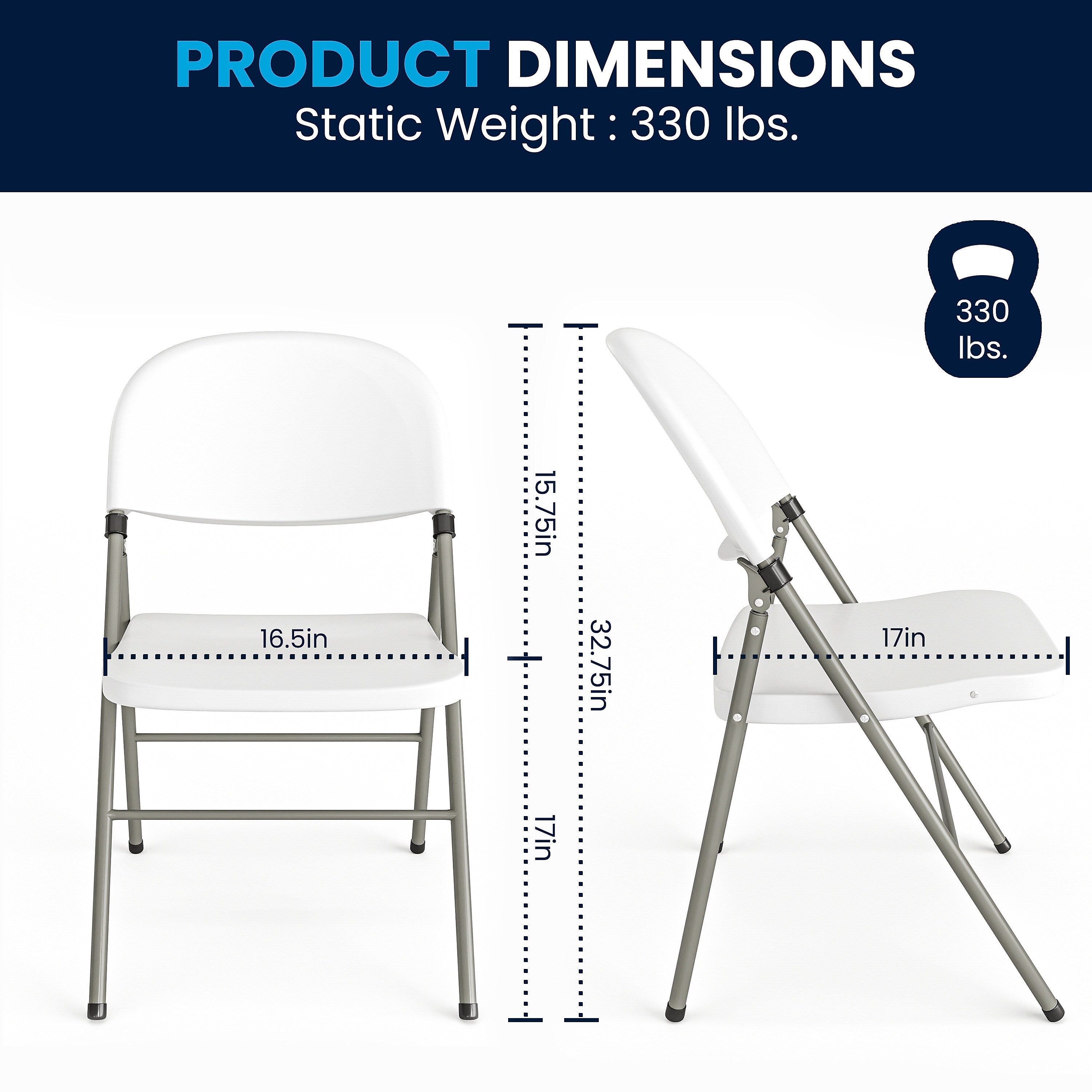 Flash Furniture HERCULES Series Plastic Folding Chair, White, 2/Pack