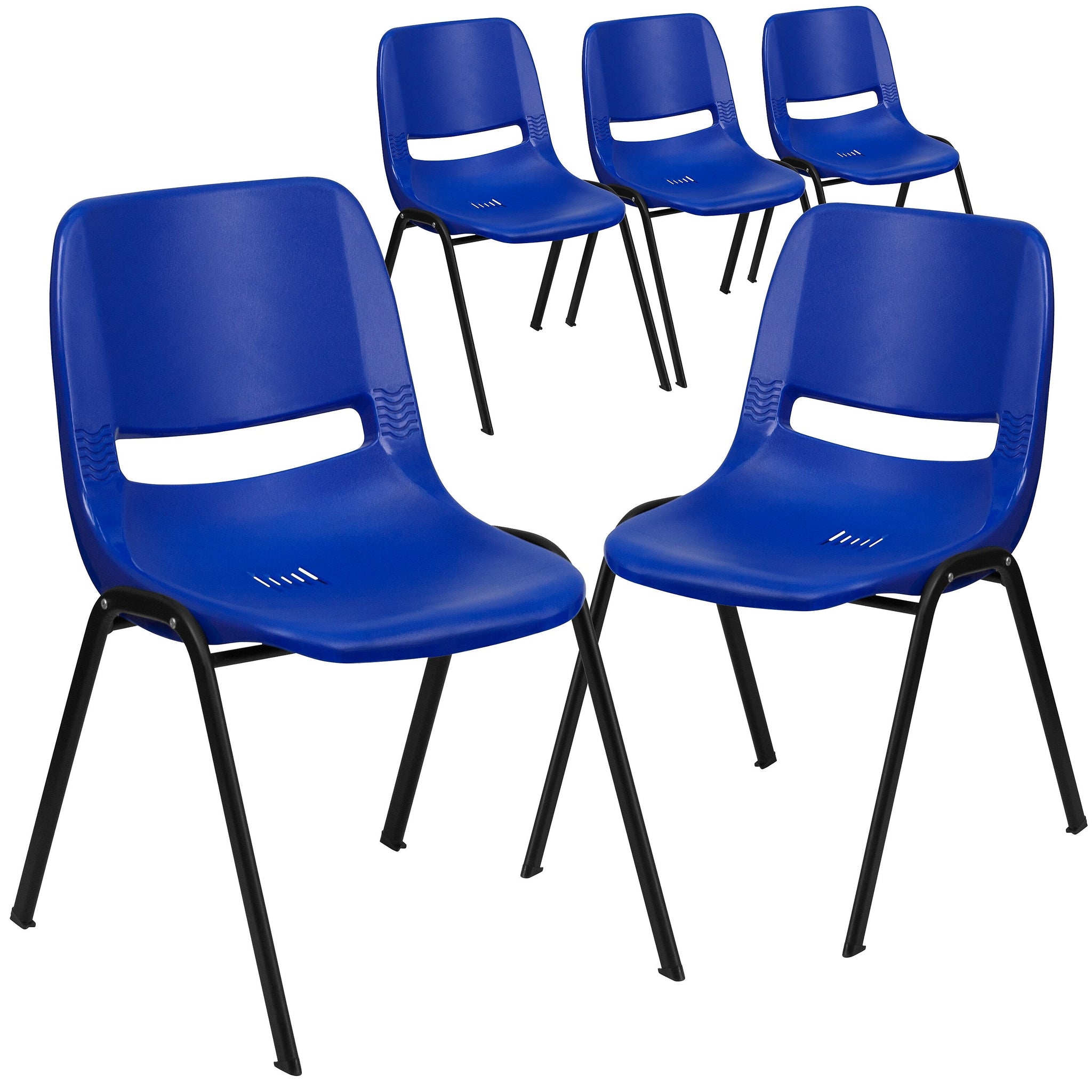 Flash Furniture HERCULES Series Plastic Kid's Shell Stack Chair, Navy/Black, 5 Pack