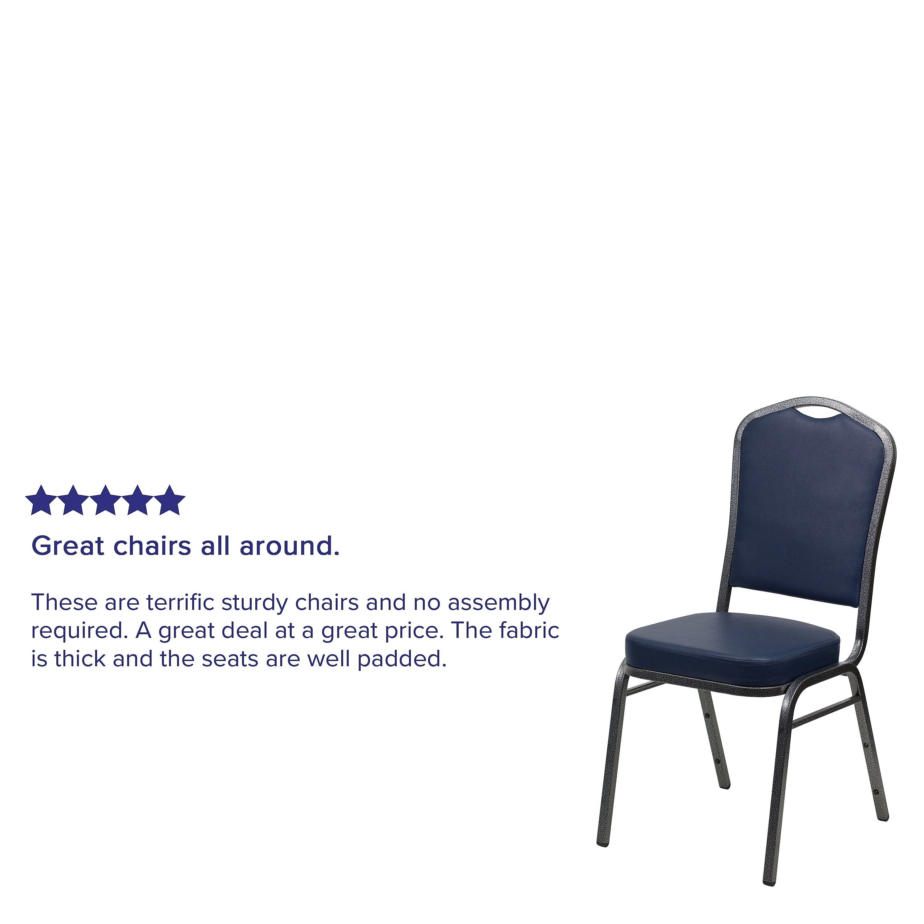 Flash Furniture HERCULES Series Vinyl Banquet Stacking Chair, Navy/Silver Vein Frame, 4 Pack