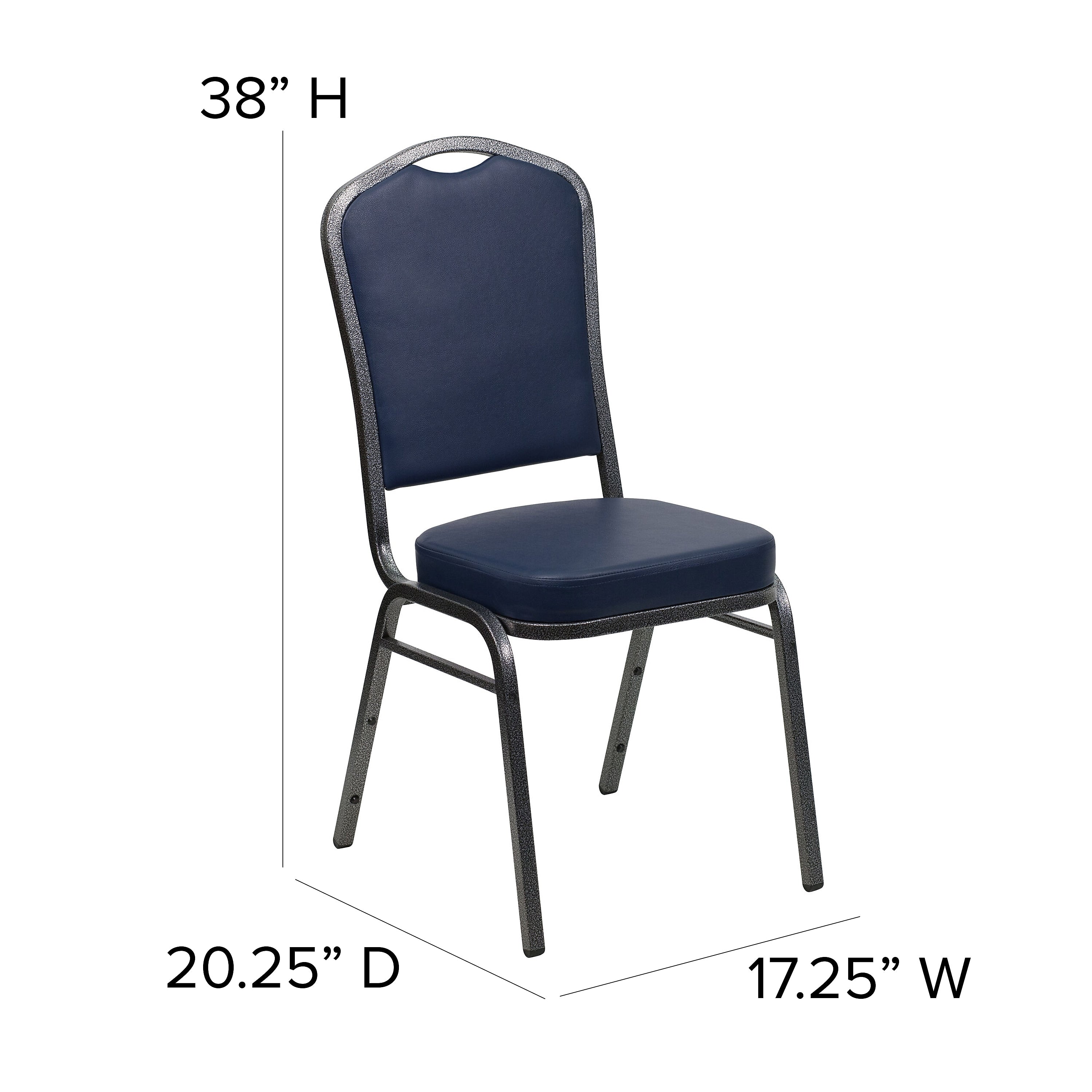 Flash Furniture HERCULES Series Vinyl Banquet Stacking Chair, Navy/Silver Vein Frame, 4 Pack