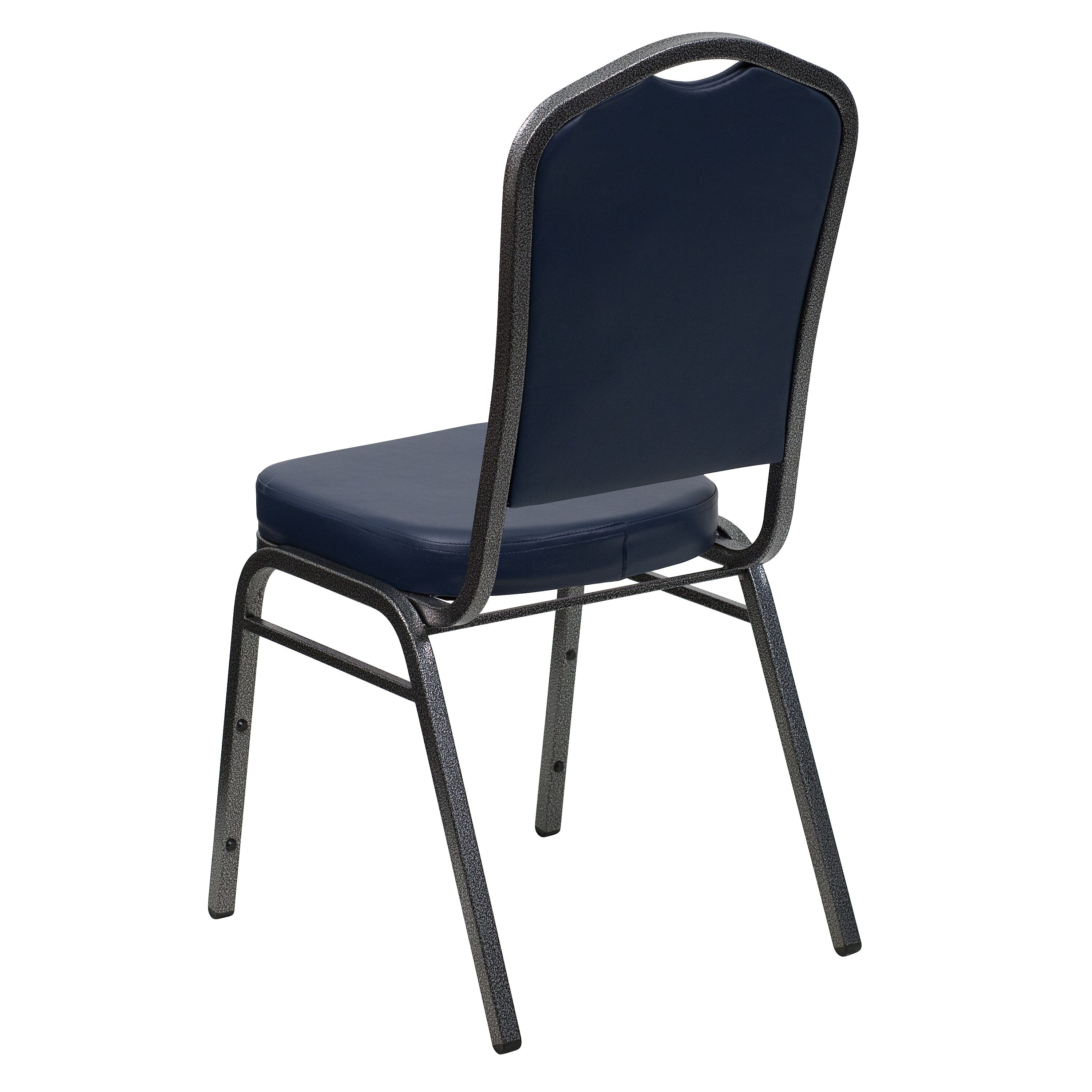 Flash Furniture HERCULES Series Vinyl Banquet Stacking Chair, Navy/Silver Vein Frame, 4 Pack