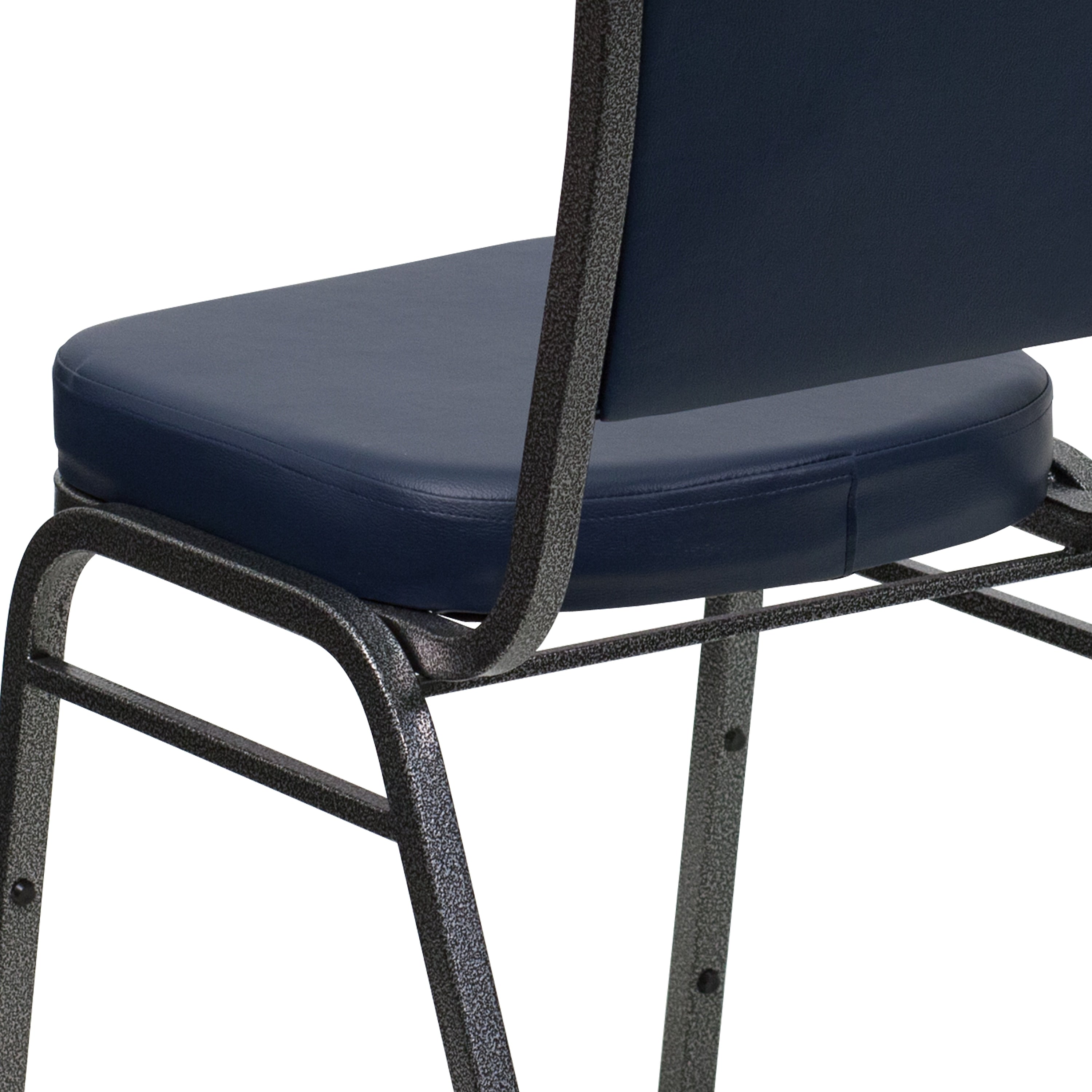 Flash Furniture HERCULES Series Vinyl Banquet Stacking Chair, Navy/Silver Vein Frame, 4 Pack