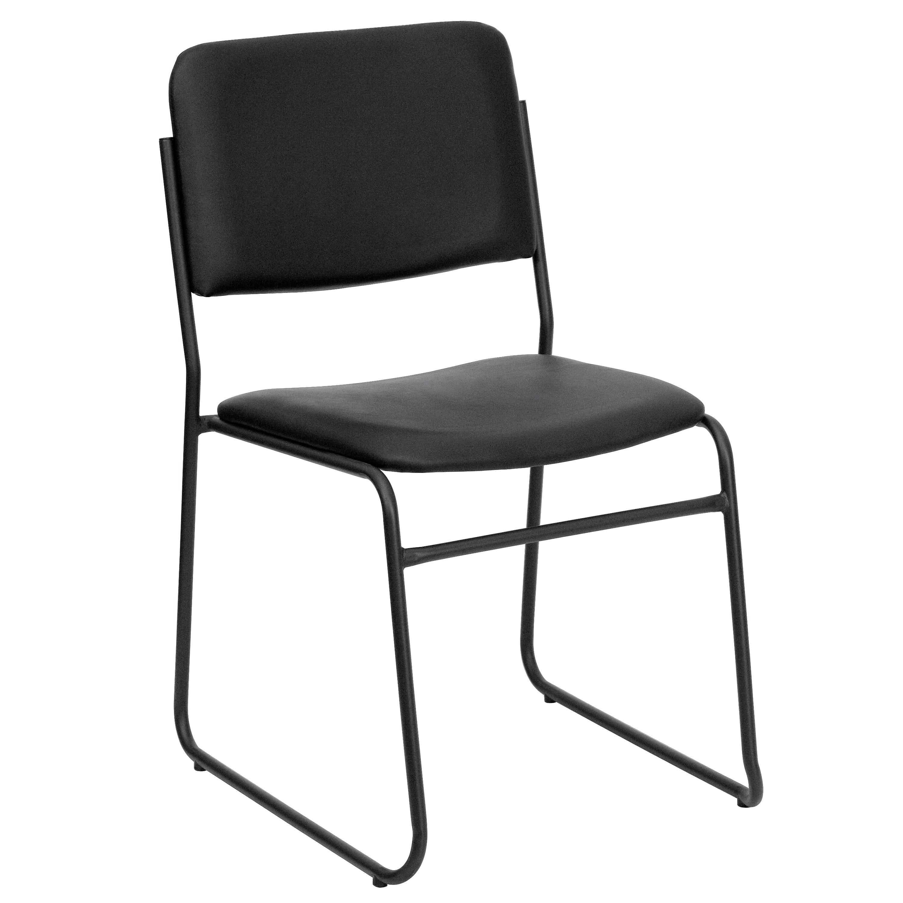 Flash Furniture HERCULES Series Vinyl Stacking Chair with Sled Base, Black