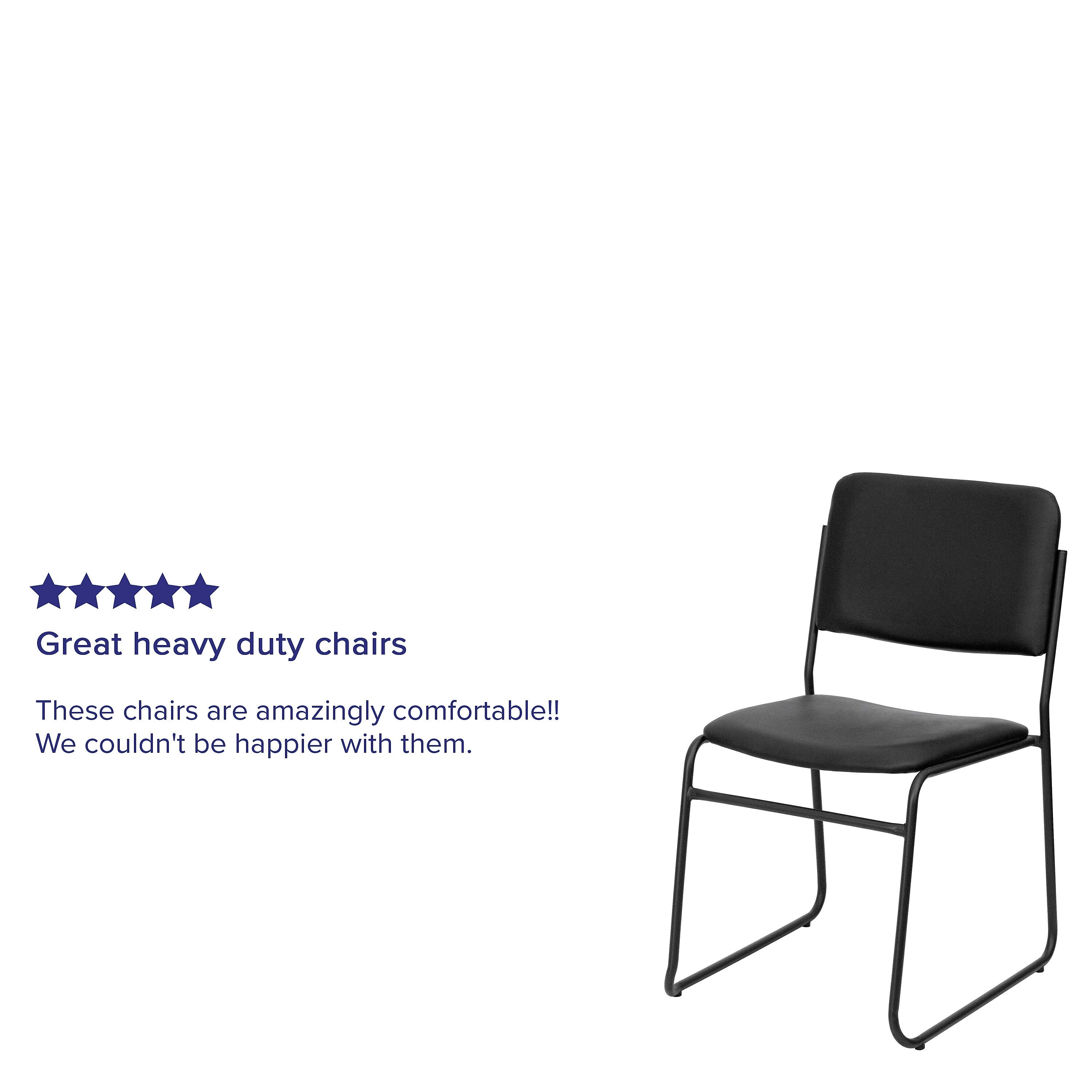Flash Furniture HERCULES Series Vinyl Stacking Chair with Sled Base, Black