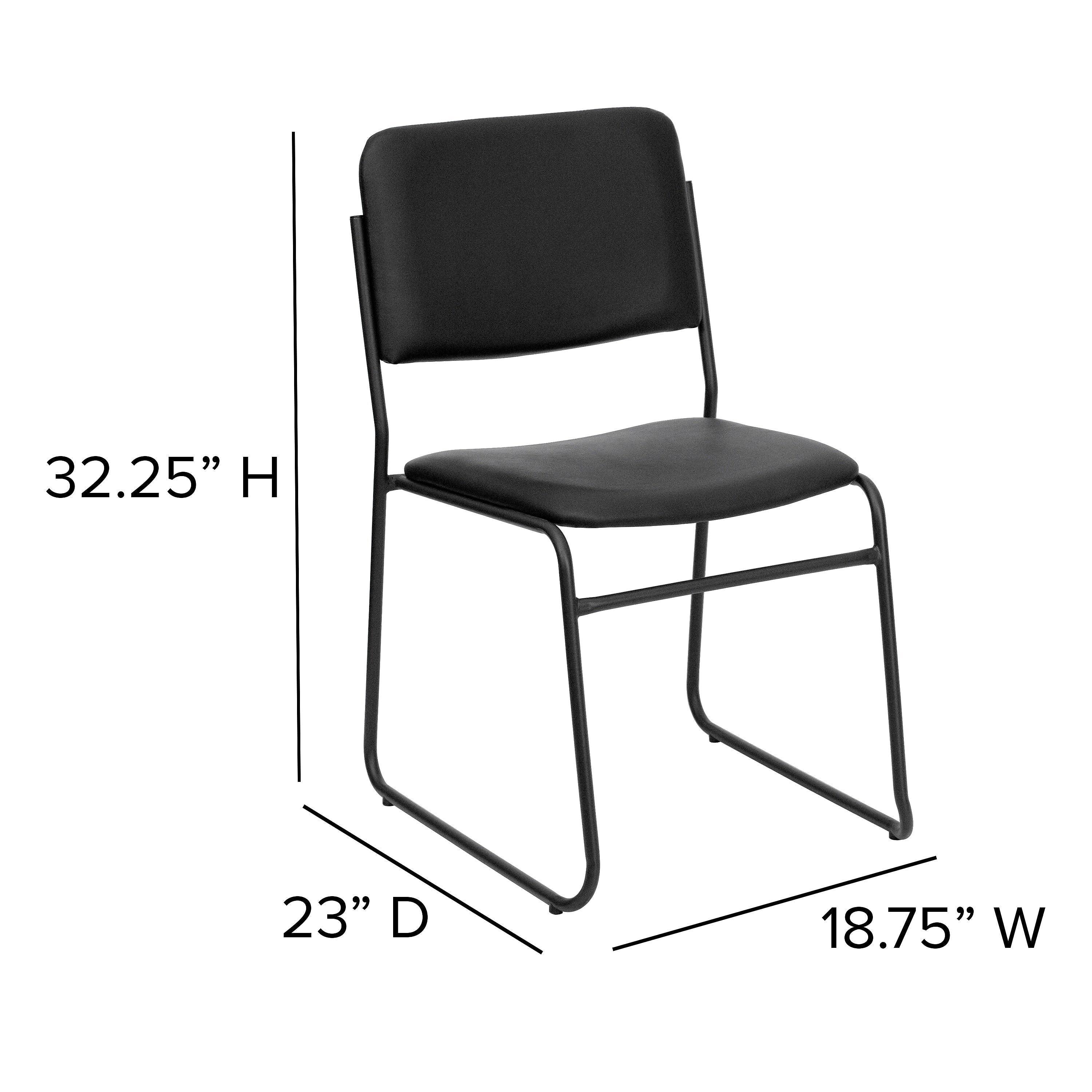 Flash Furniture HERCULES Series Vinyl Stacking Chair with Sled Base, Black