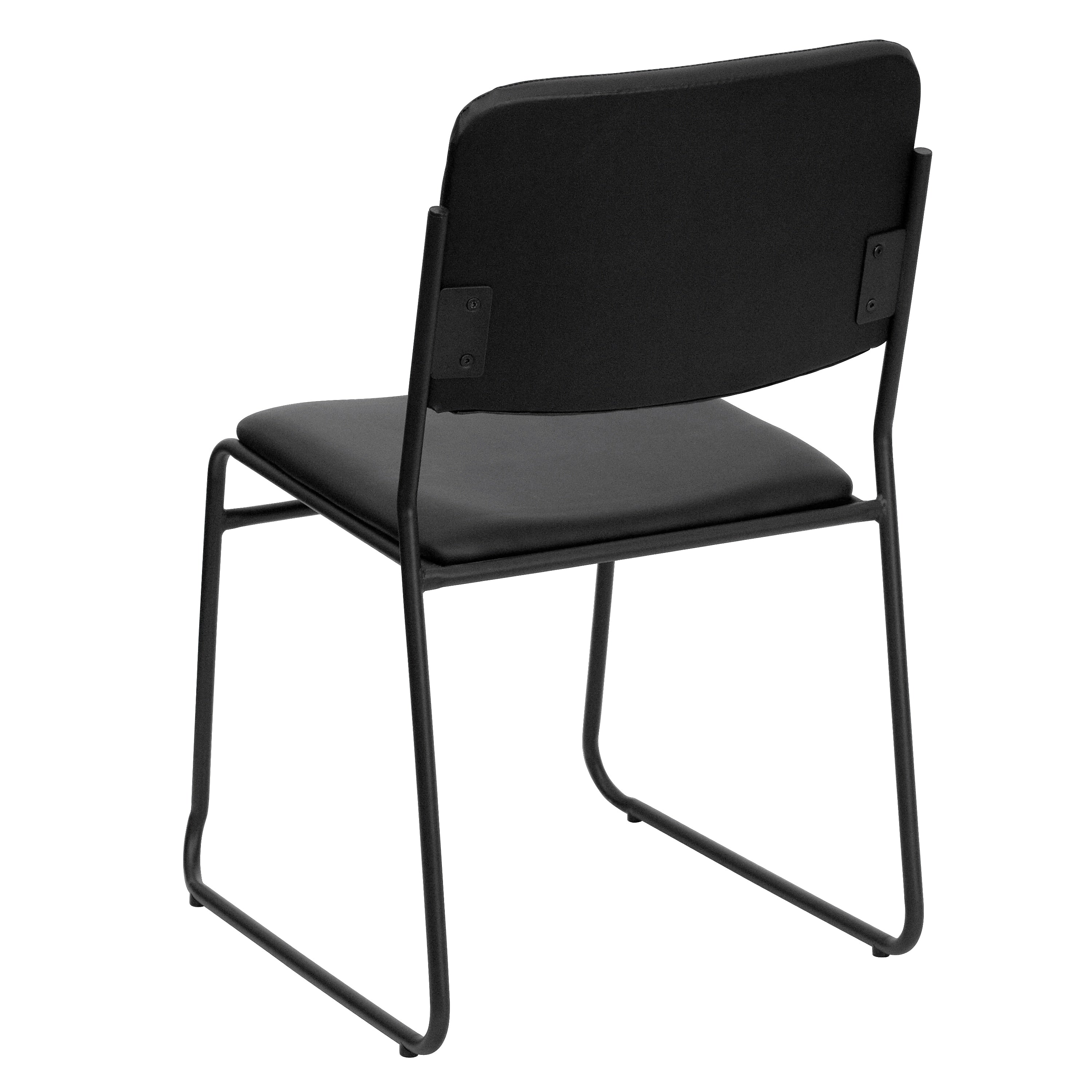 Flash Furniture HERCULES Series Vinyl Stacking Chair with Sled Base, Black