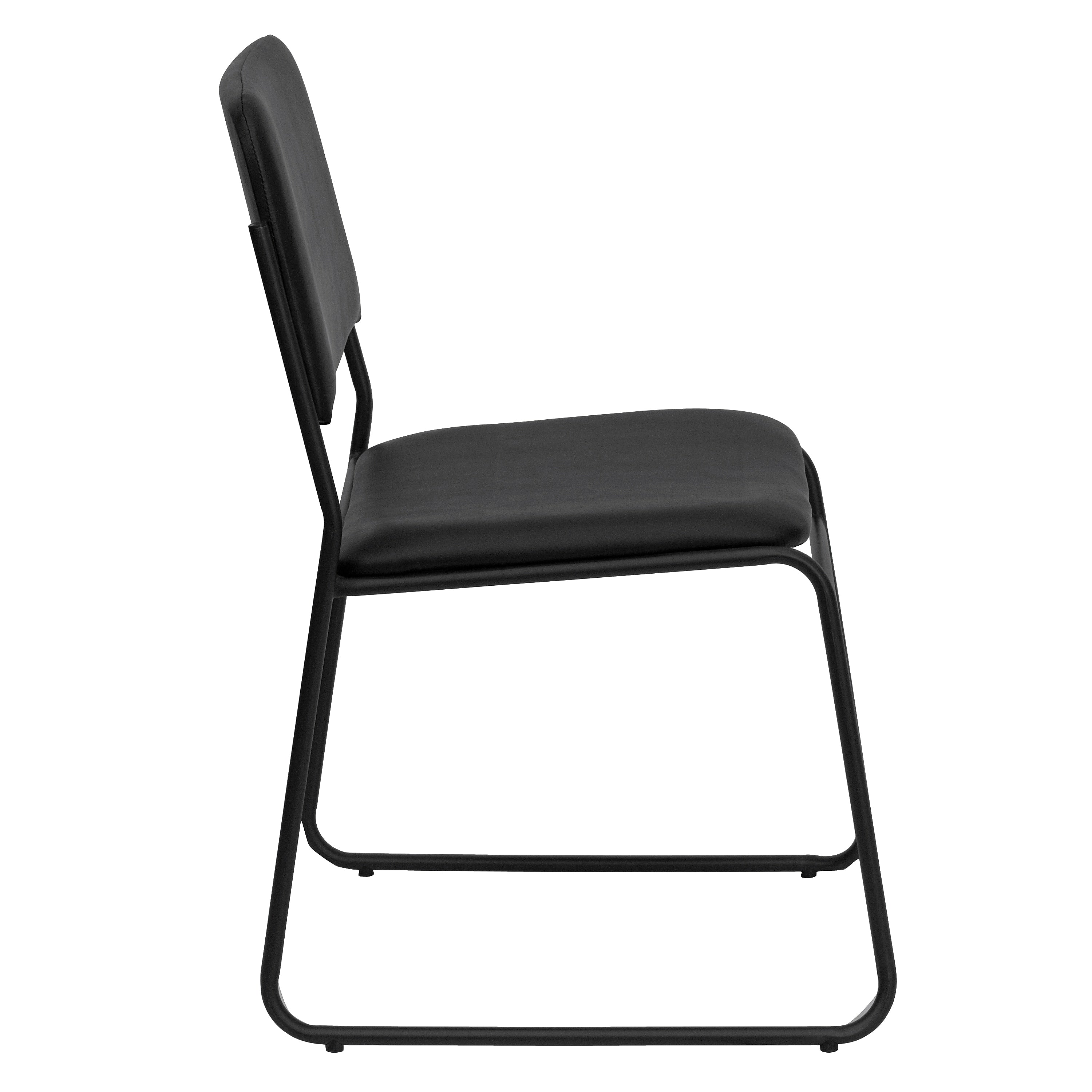 Flash Furniture HERCULES Series Vinyl Stacking Chair with Sled Base, Black