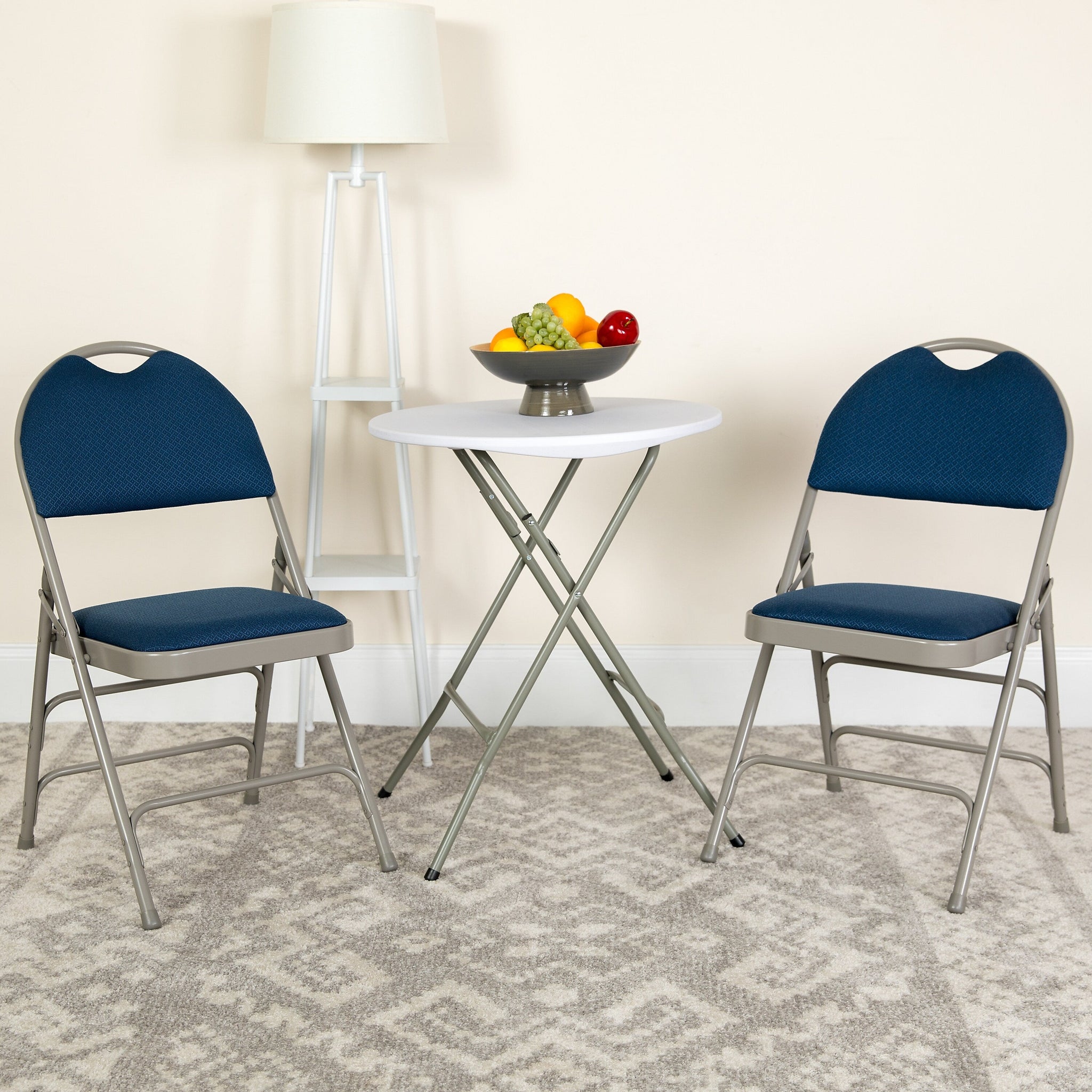Flash Furniture HERCULES™ Triple Braced Fabric Armless Folding Chair, Navy, 4/Pack