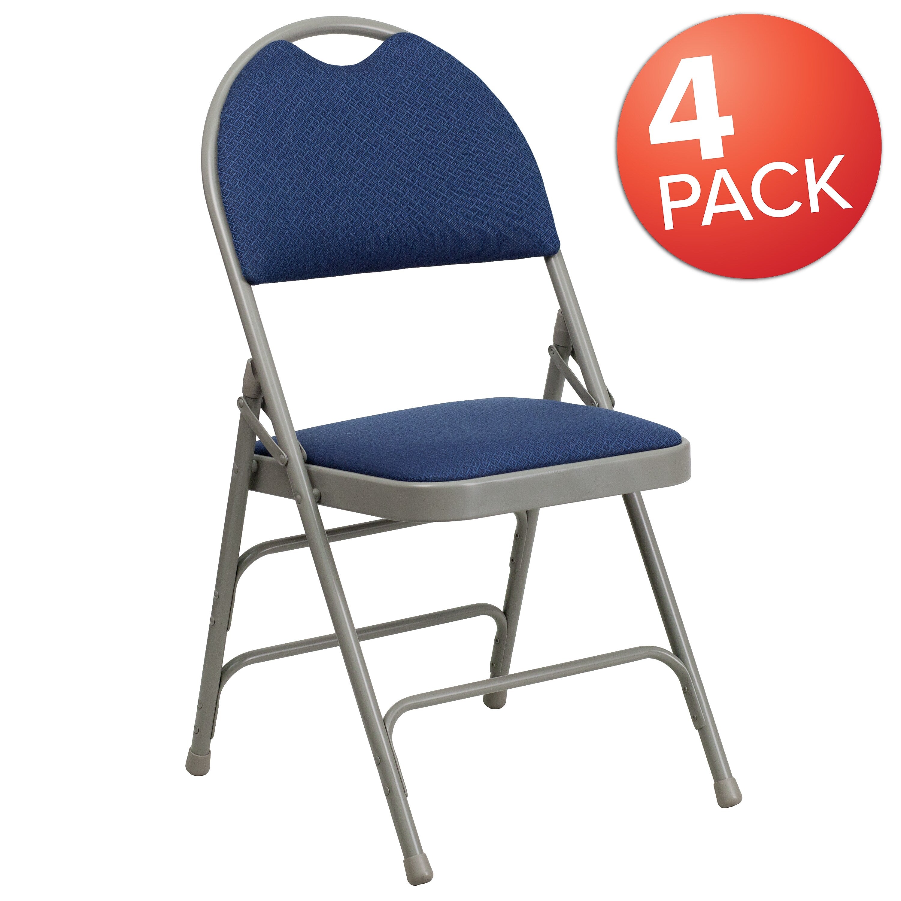 Flash Furniture HERCULES™ Triple Braced Fabric Armless Folding Chair, Navy, 4/Pack