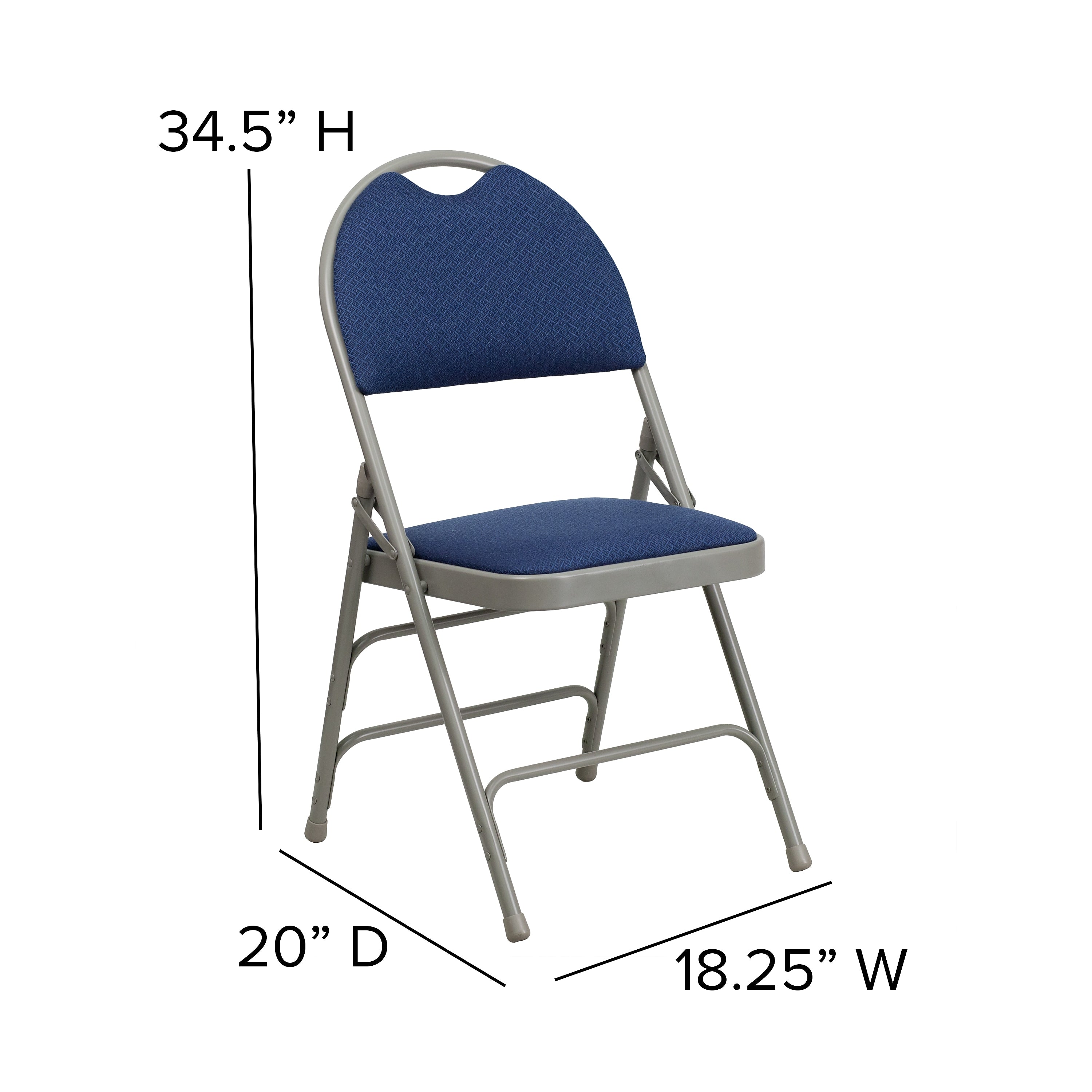 Flash Furniture HERCULES™ Triple Braced Fabric Armless Folding Chair, Navy, 4/Pack