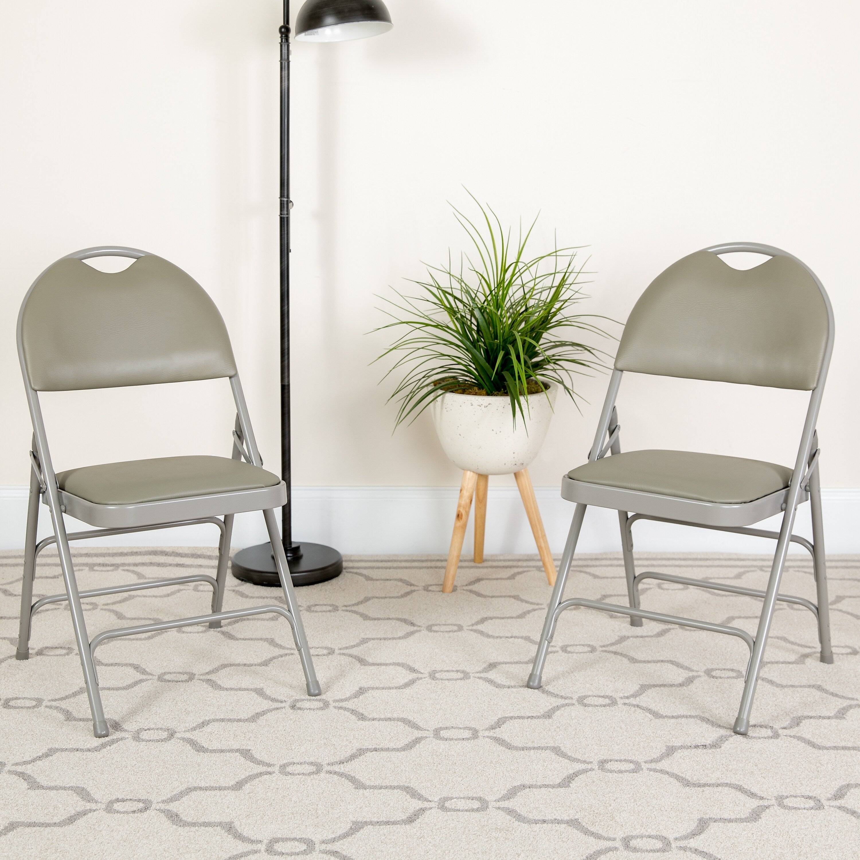 Flash Furniture HERCULES™ Triple Braced Vinyl Armless Folding Chair, Gray, 4/Pack