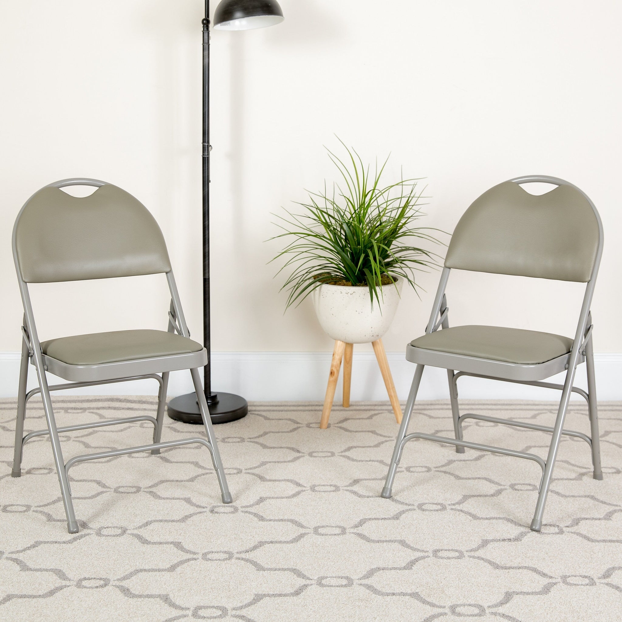Flash Furniture HERCULES™ Triple Braced Vinyl Armless Folding Chair, Gray, 4/Pack