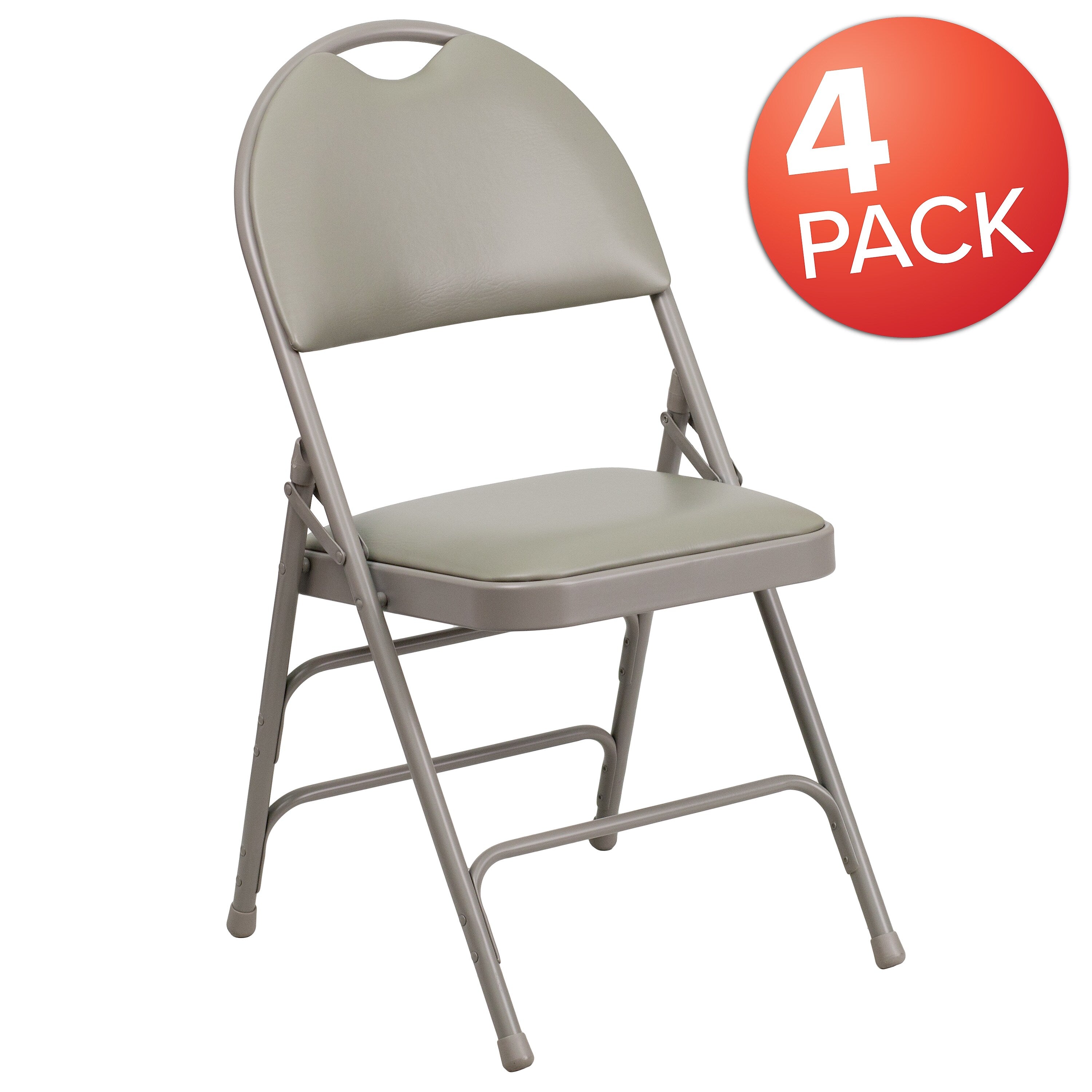 Flash Furniture HERCULES™ Triple Braced Vinyl Armless Folding Chair, Gray, 4/Pack