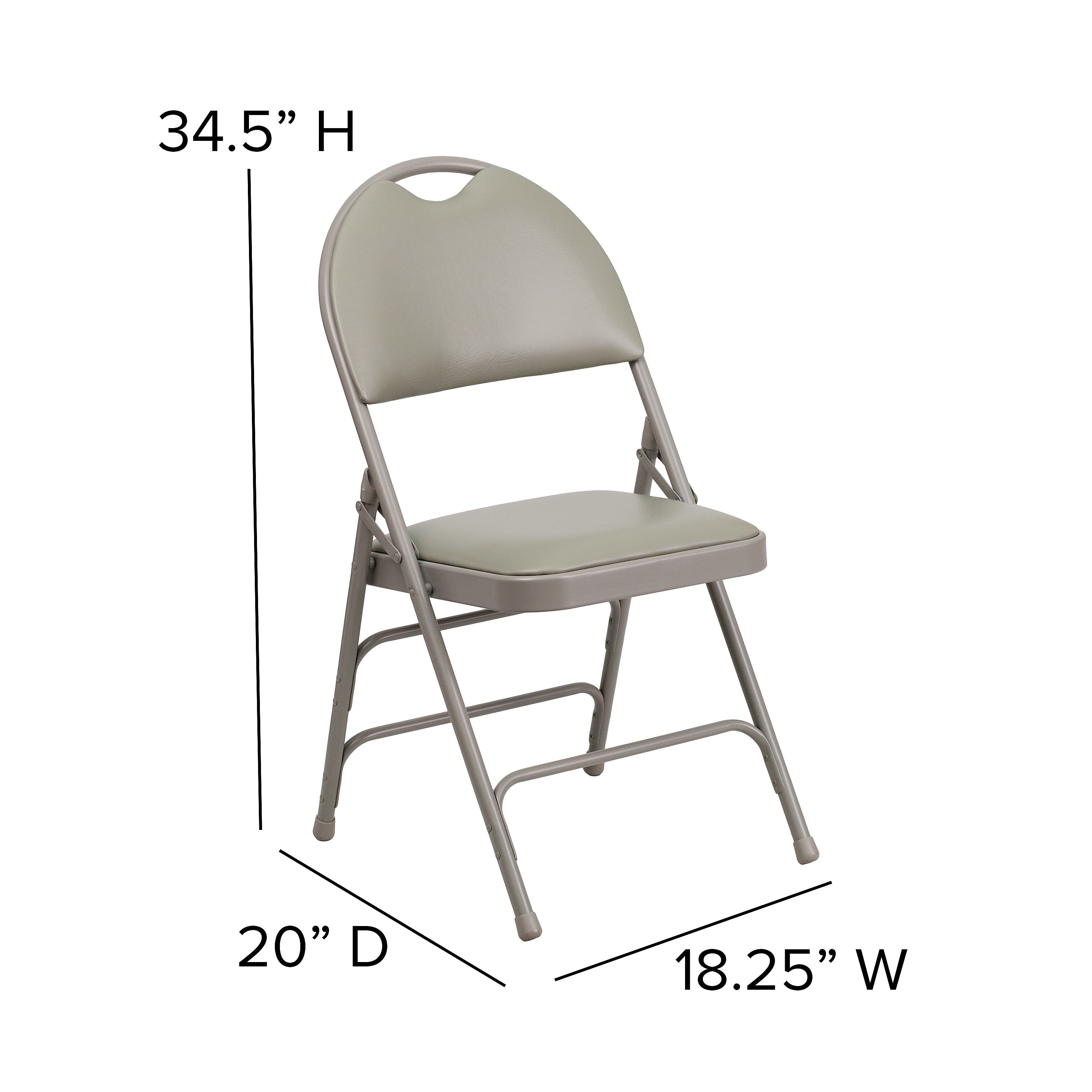 Flash Furniture HERCULES™ Triple Braced Vinyl Armless Folding Chair, Gray, 4/Pack