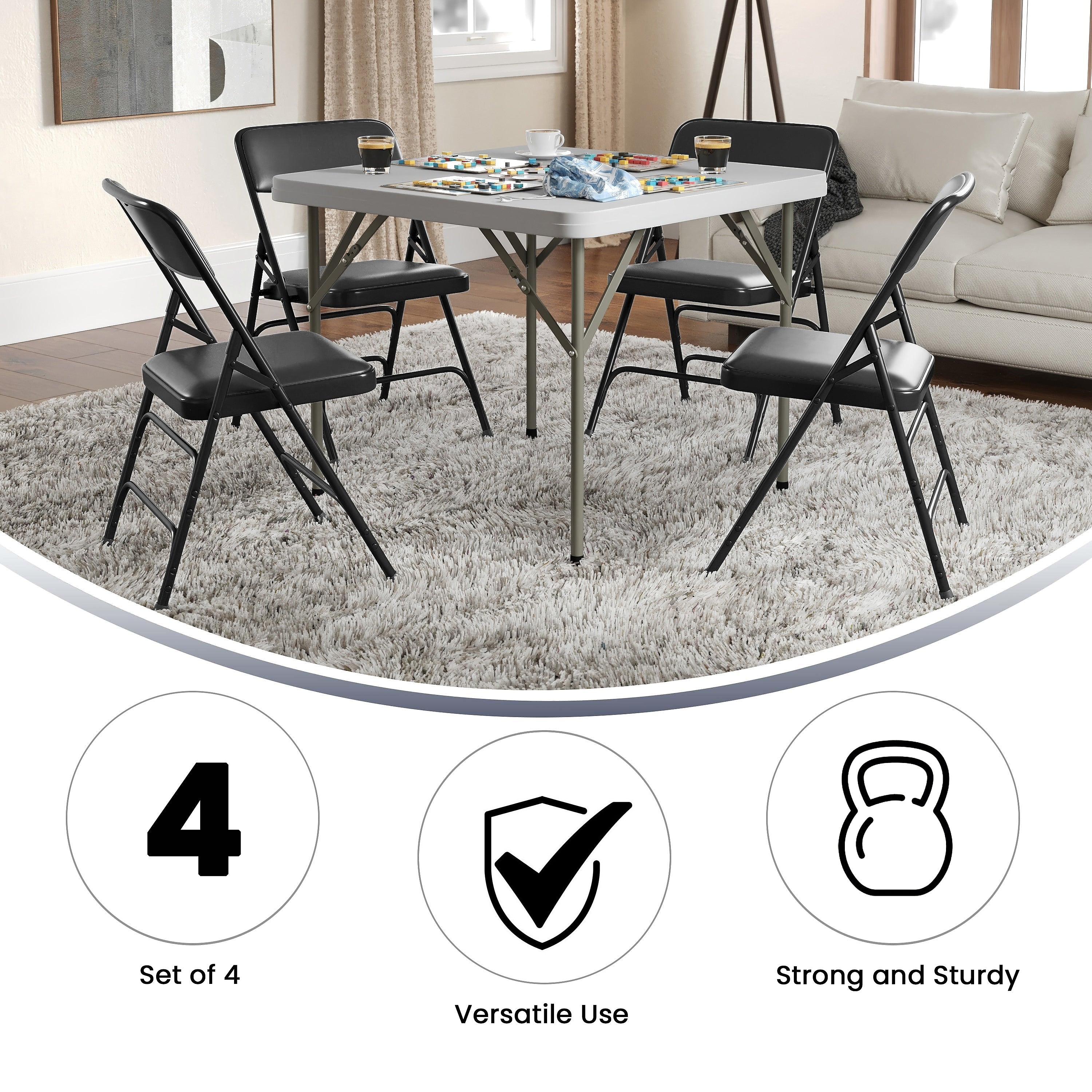 Flash Furniture HERCULES Vinyl Upholstered Reception Chair, Black, 4/Pack
