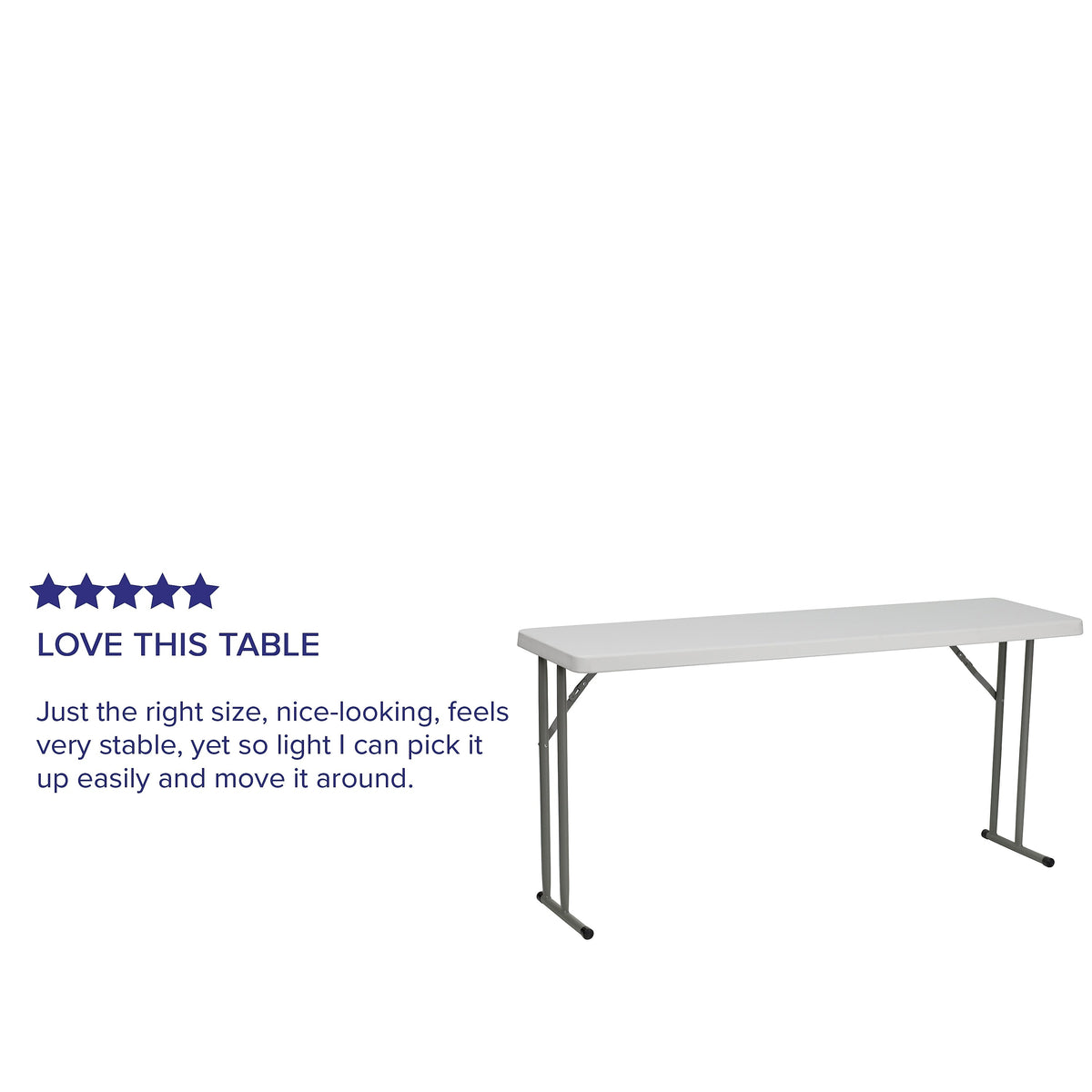 Flash Furniture Kathryn Folding Table, 60" x 18", Granite White