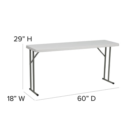 Flash Furniture Kathryn Folding Table, 60" x 18", Granite White