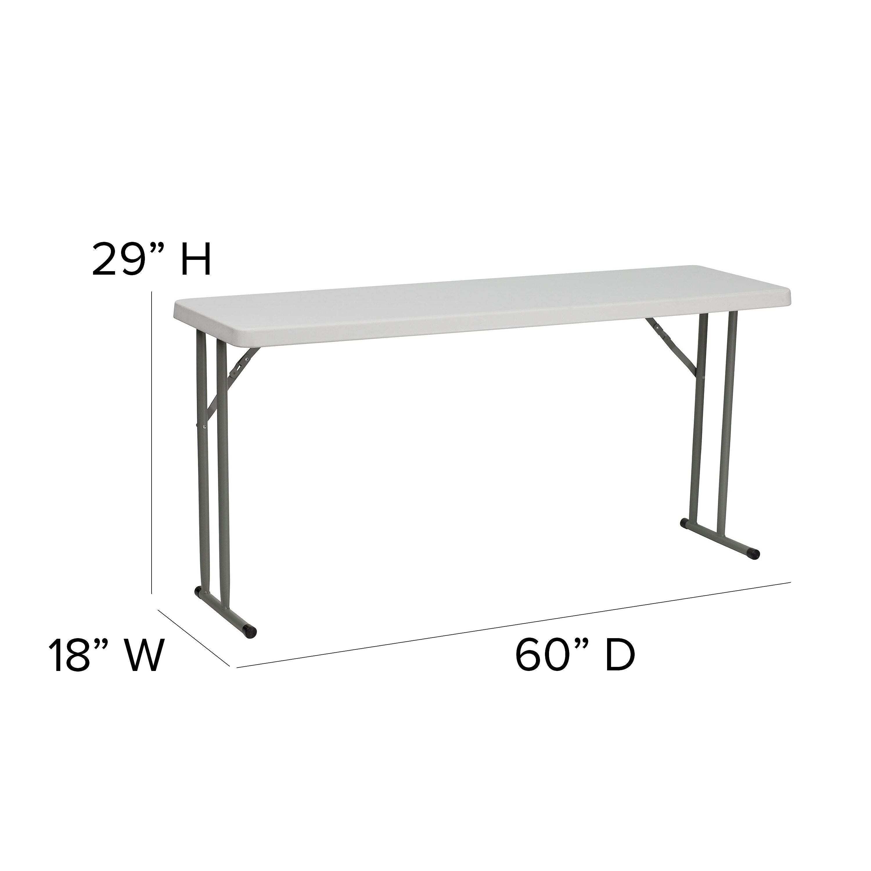Flash Furniture Kathryn Folding Table, 60" x 18", Granite White