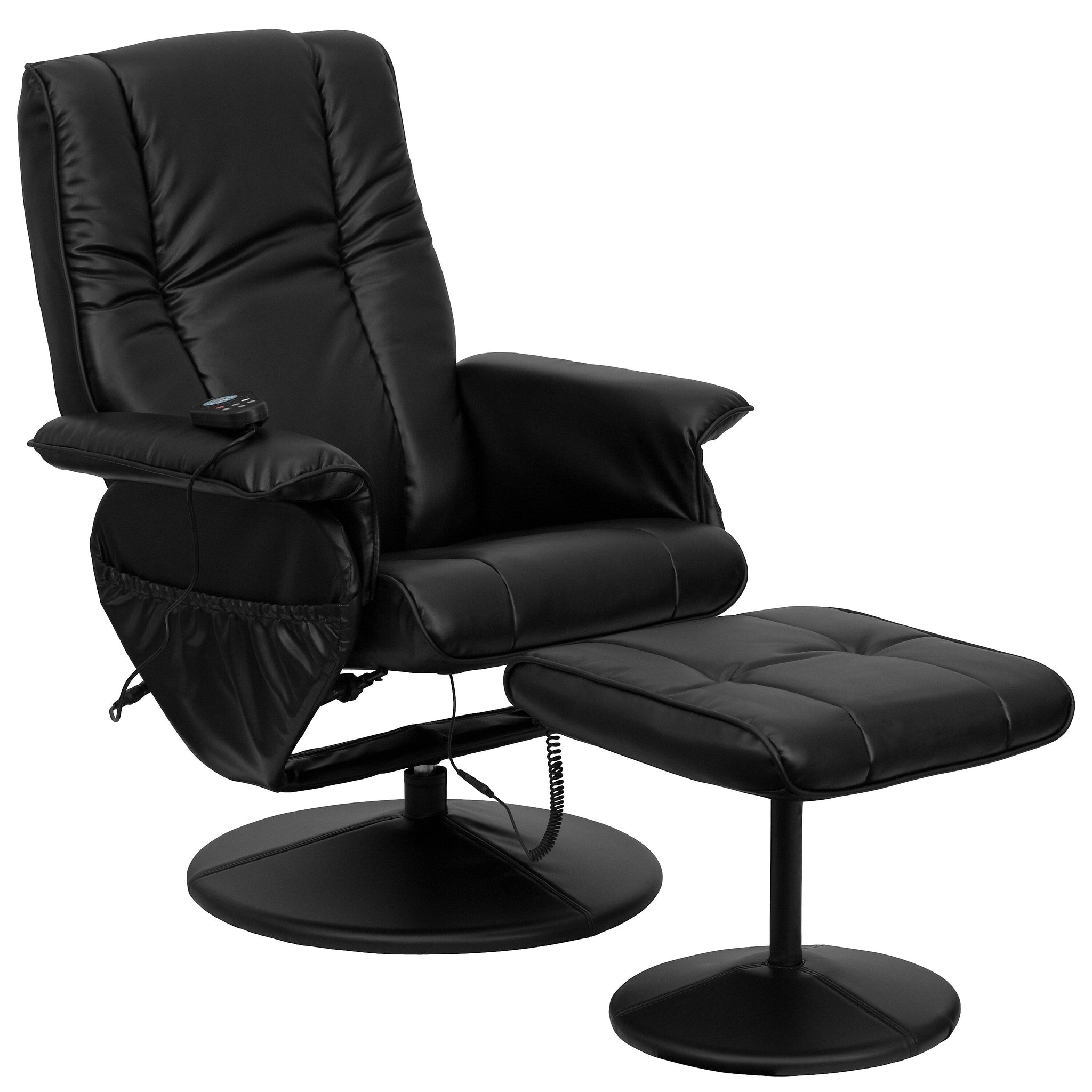 Flash Furniture Leather Massaging Recliner, Black