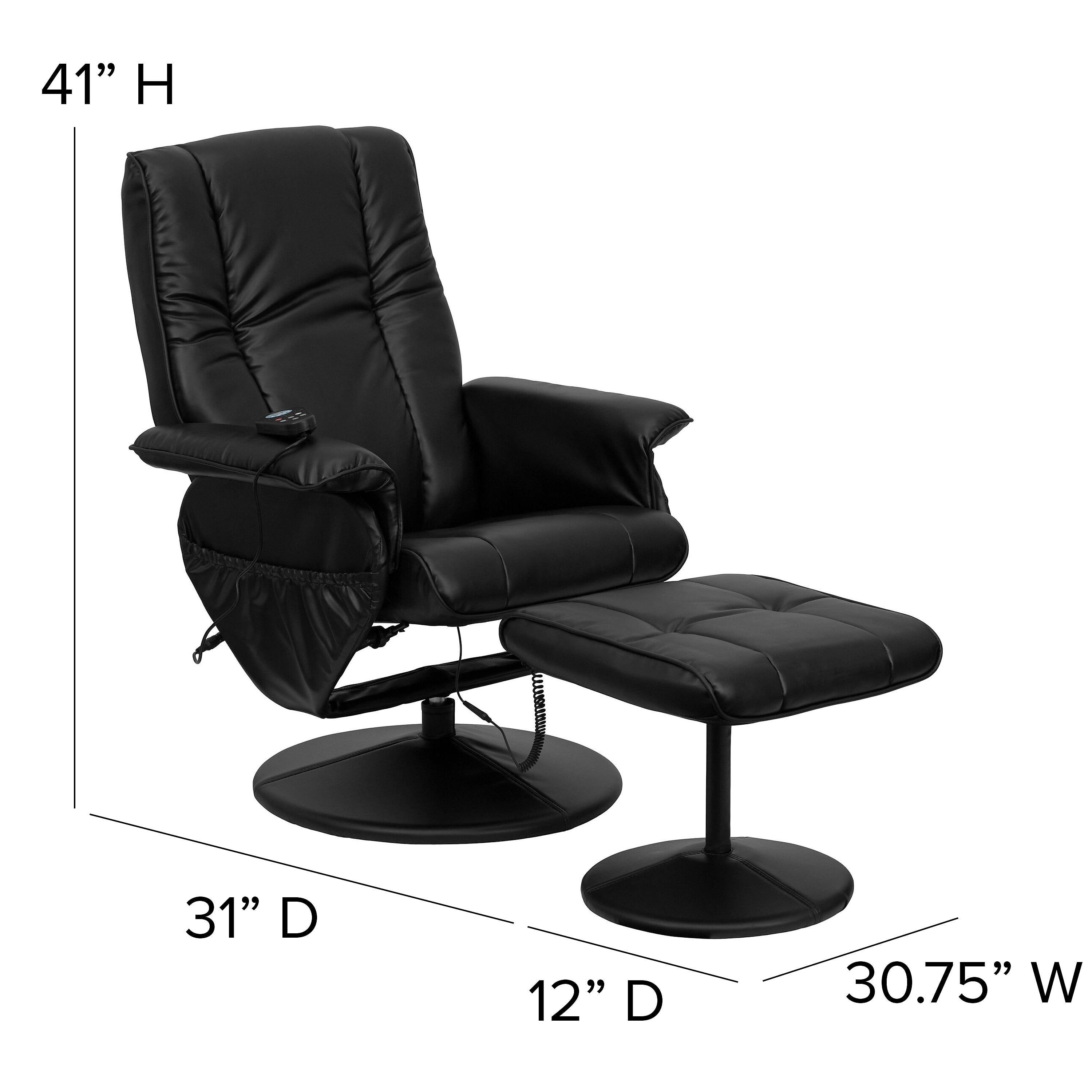 Flash Furniture Leather Massaging Recliner, Black
