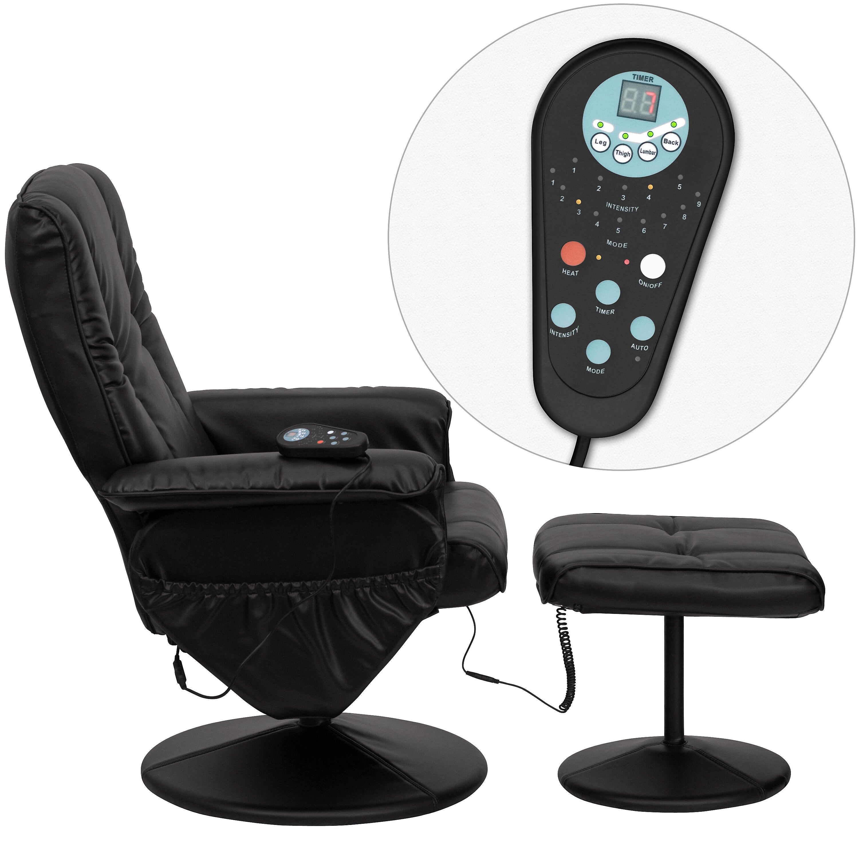 Flash Furniture Leather Massaging Recliner, Black