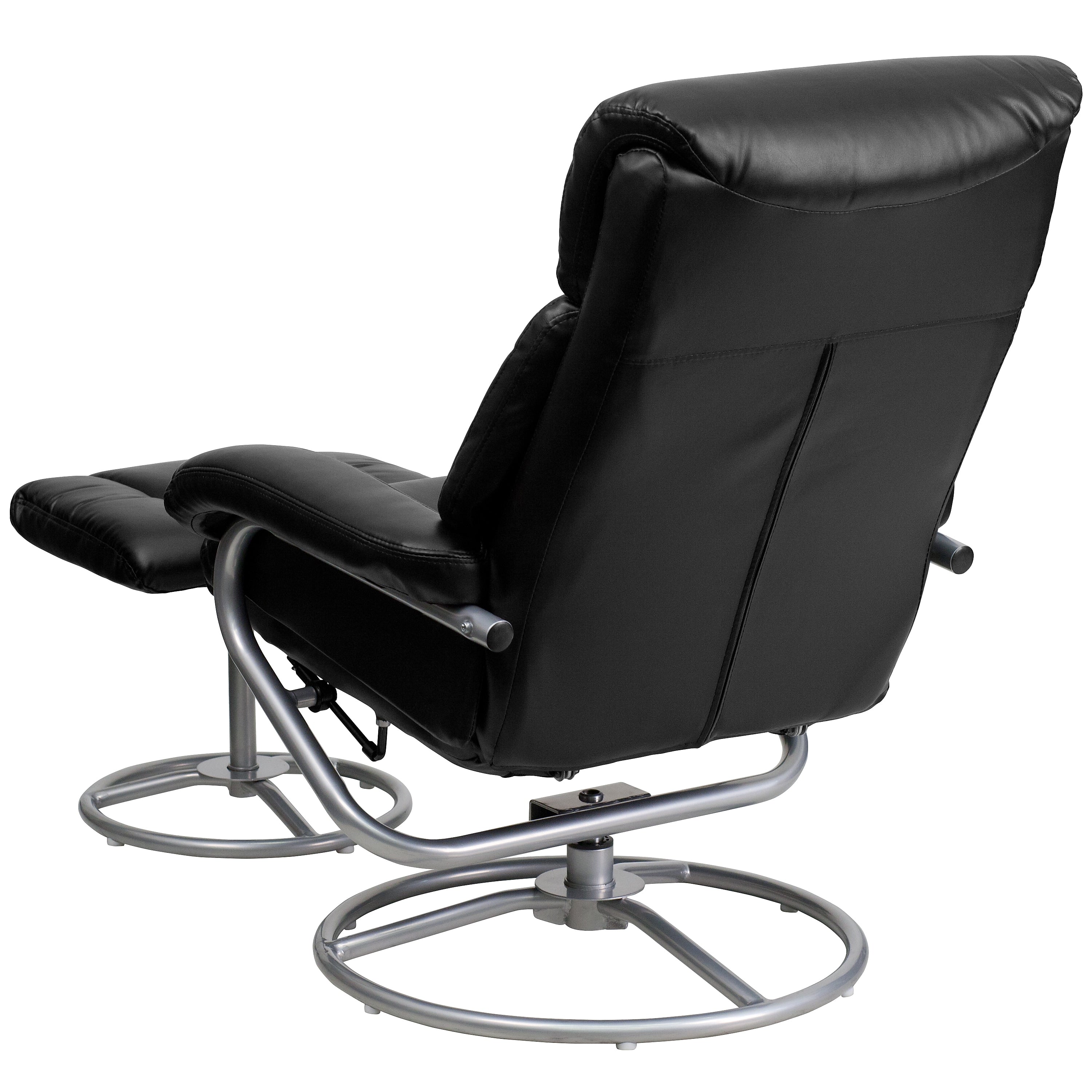 Flash Furniture Leather Recliner And Ottoman With Metal Base, Black