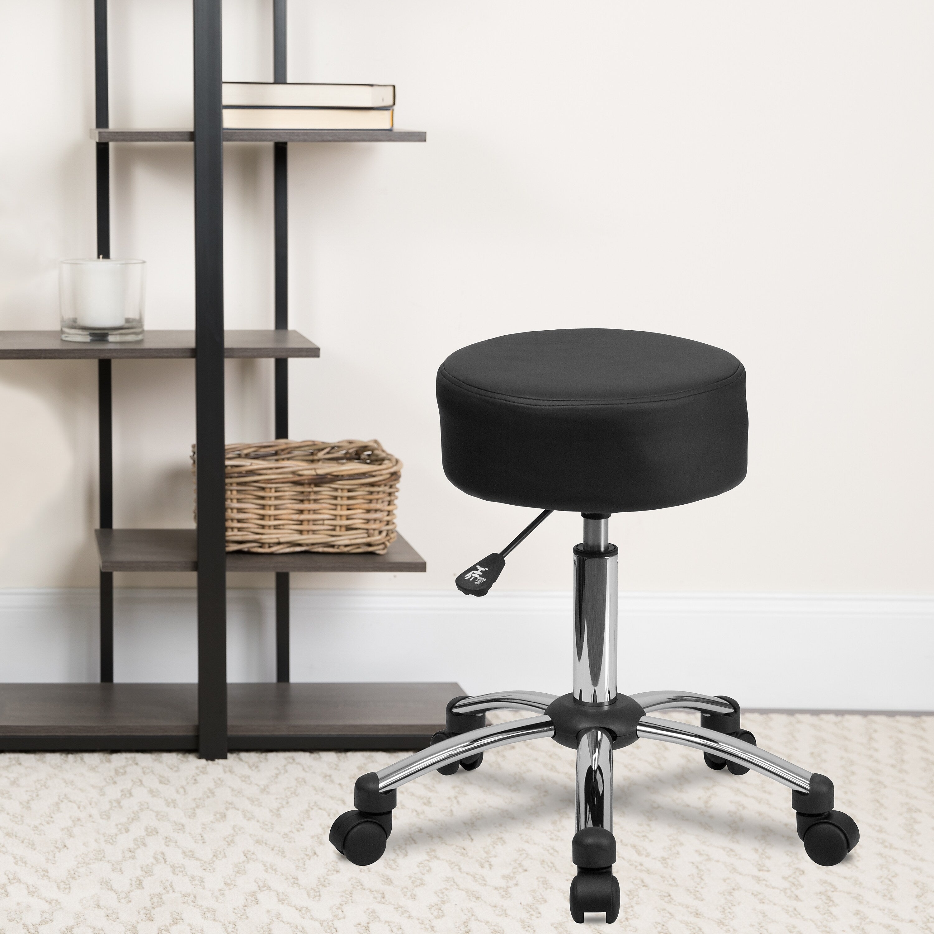 Flash Furniture Leather/Faux Leather Backless Stool, Black