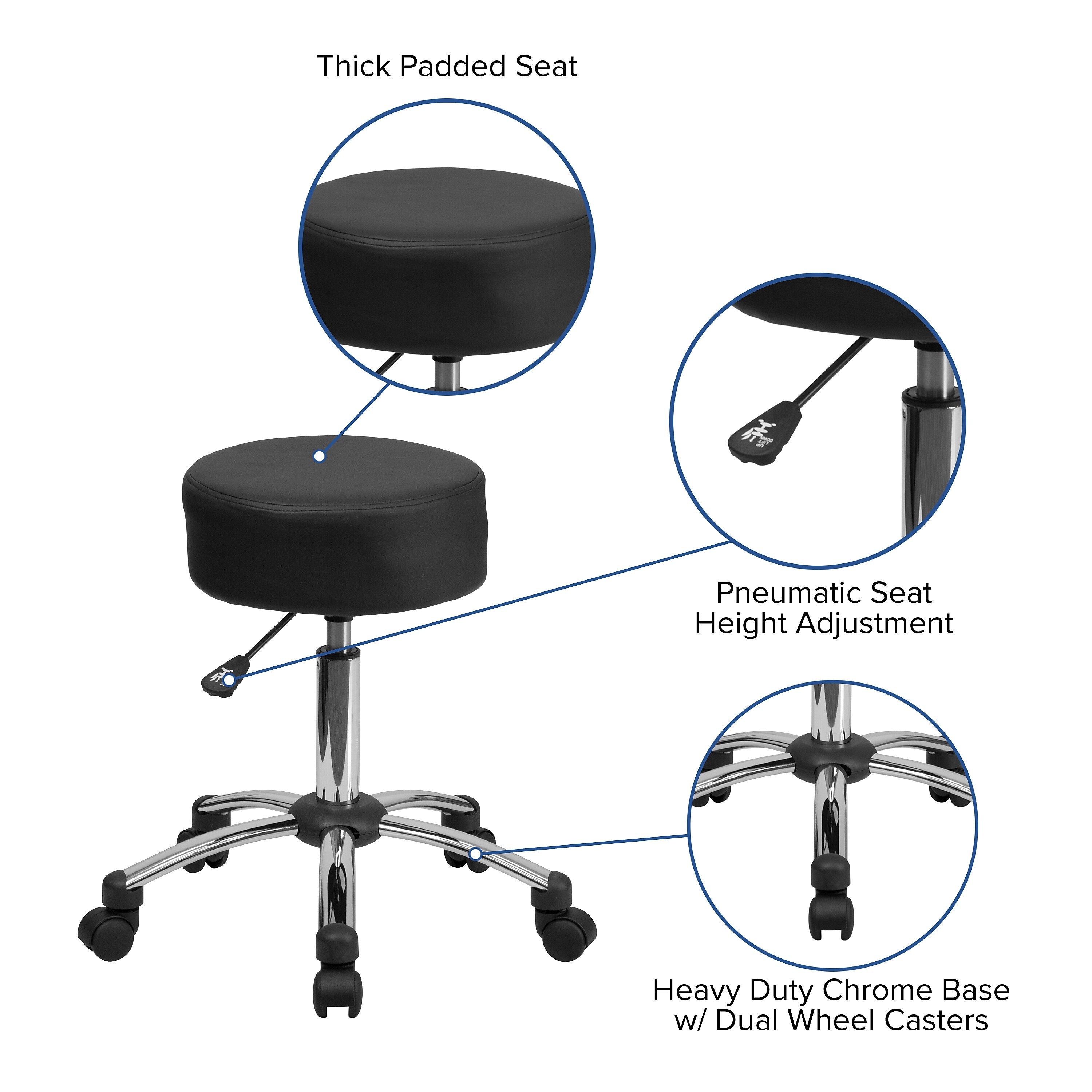 Flash Furniture Leather/Faux Leather Backless Stool, Black