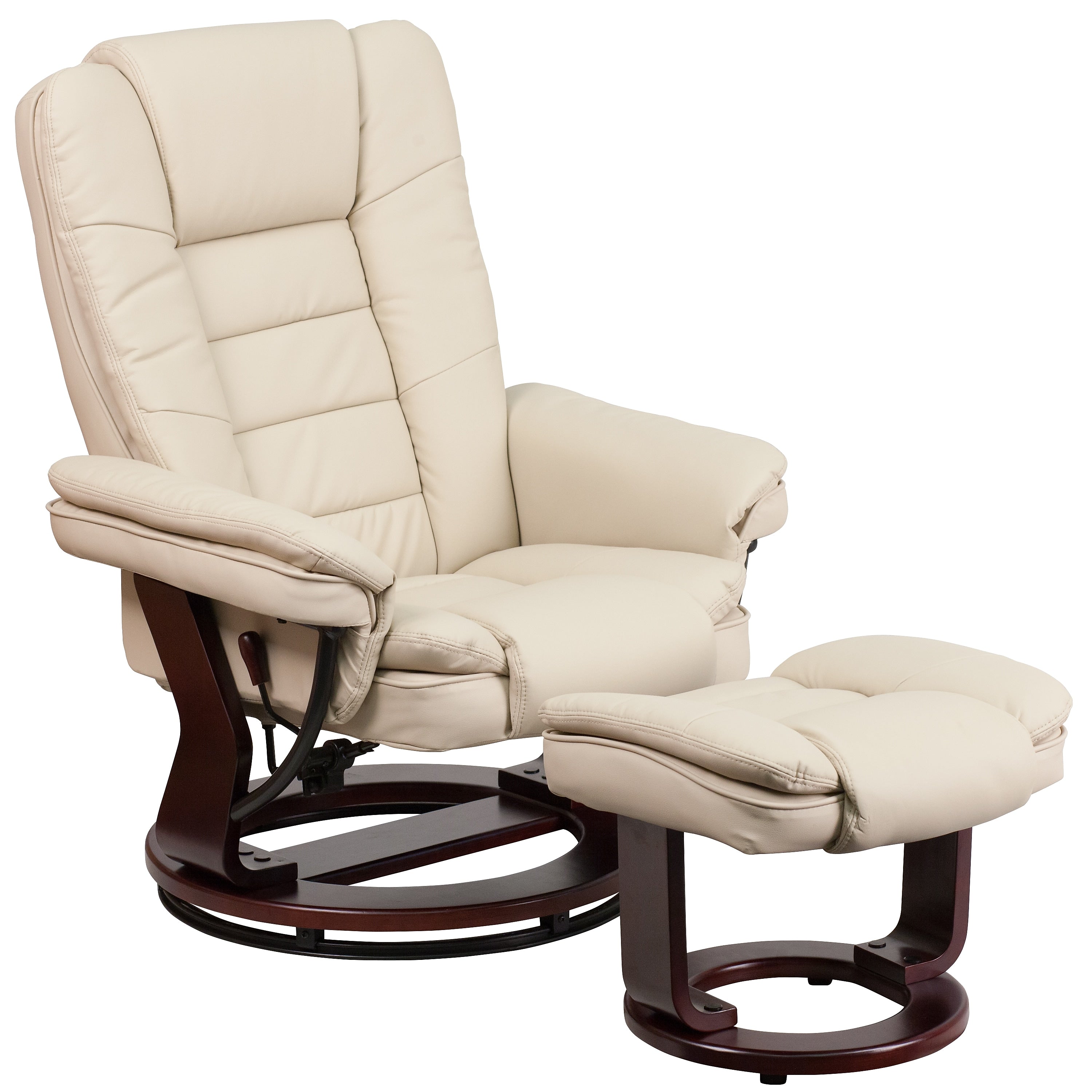 Flash Furniture LeatherSoft Recliner and Ottoman Set Beige