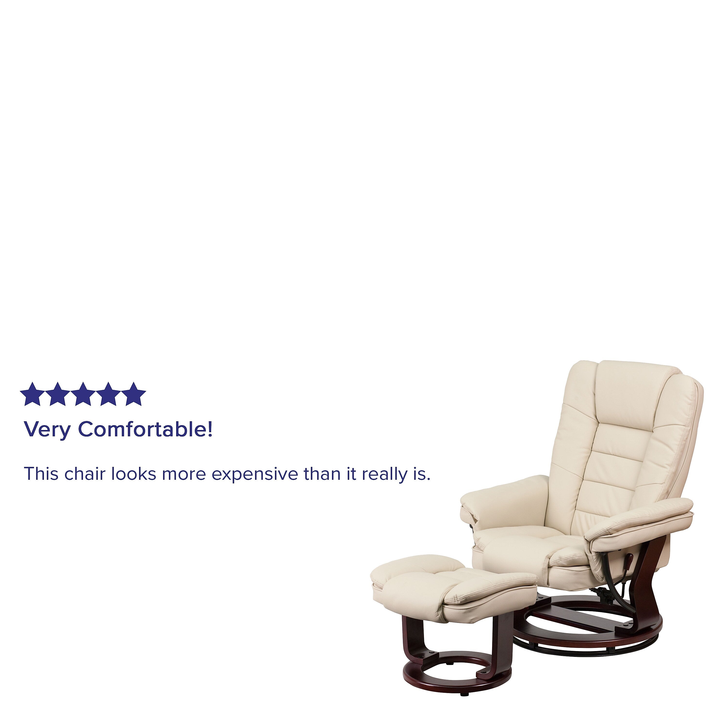 Flash Furniture LeatherSoft Recliner and Ottoman Set Beige