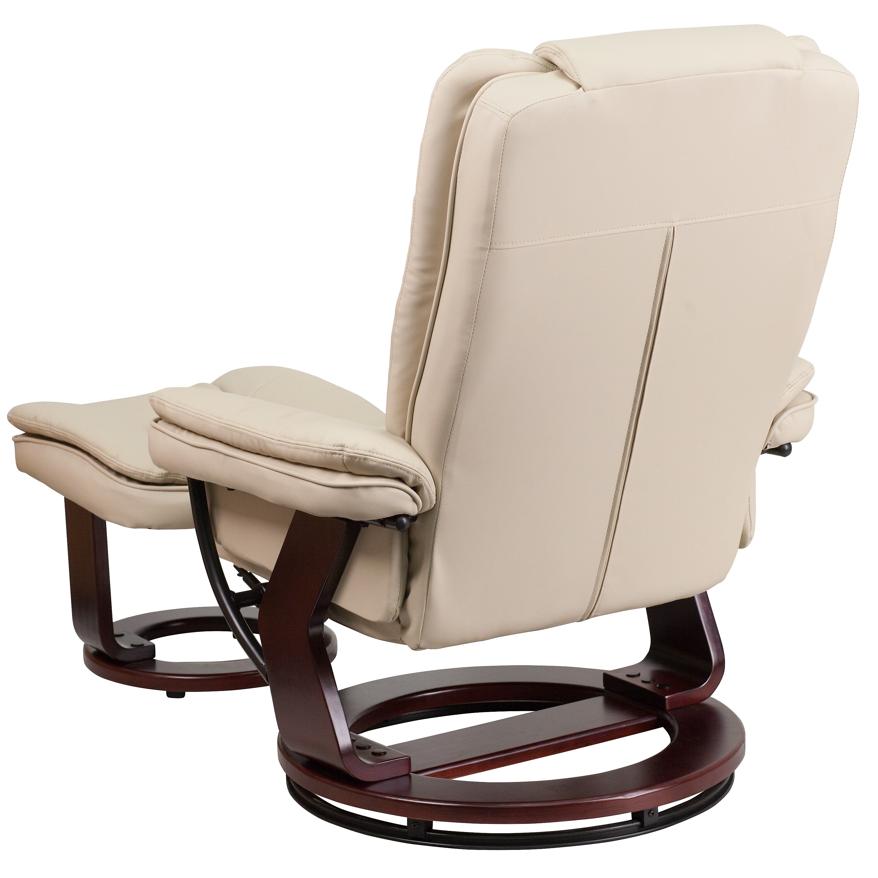 Flash Furniture LeatherSoft Recliner and Ottoman Set Beige