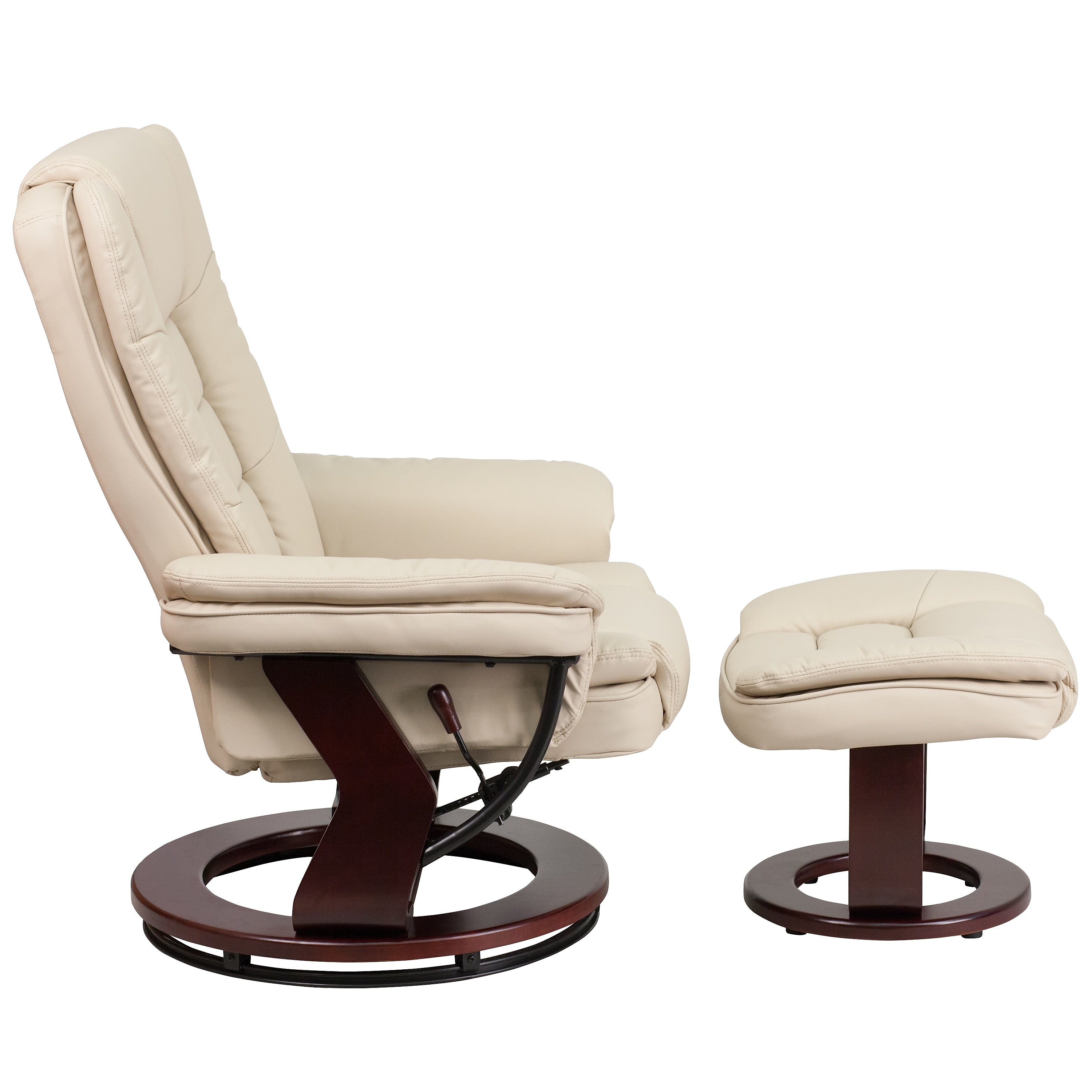 Flash Furniture LeatherSoft Recliner and Ottoman Set Beige
