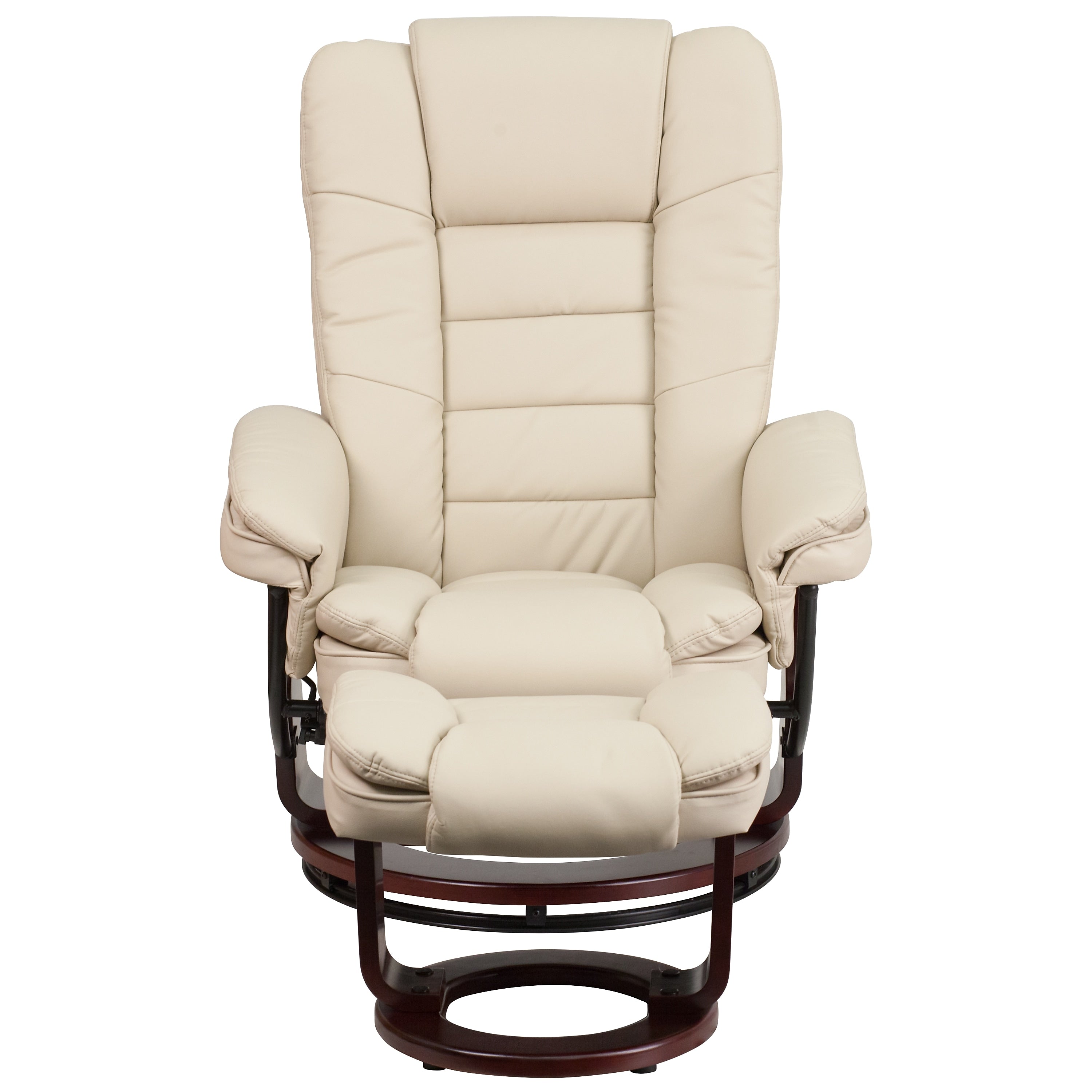 Flash Furniture LeatherSoft Recliner and Ottoman Set Beige