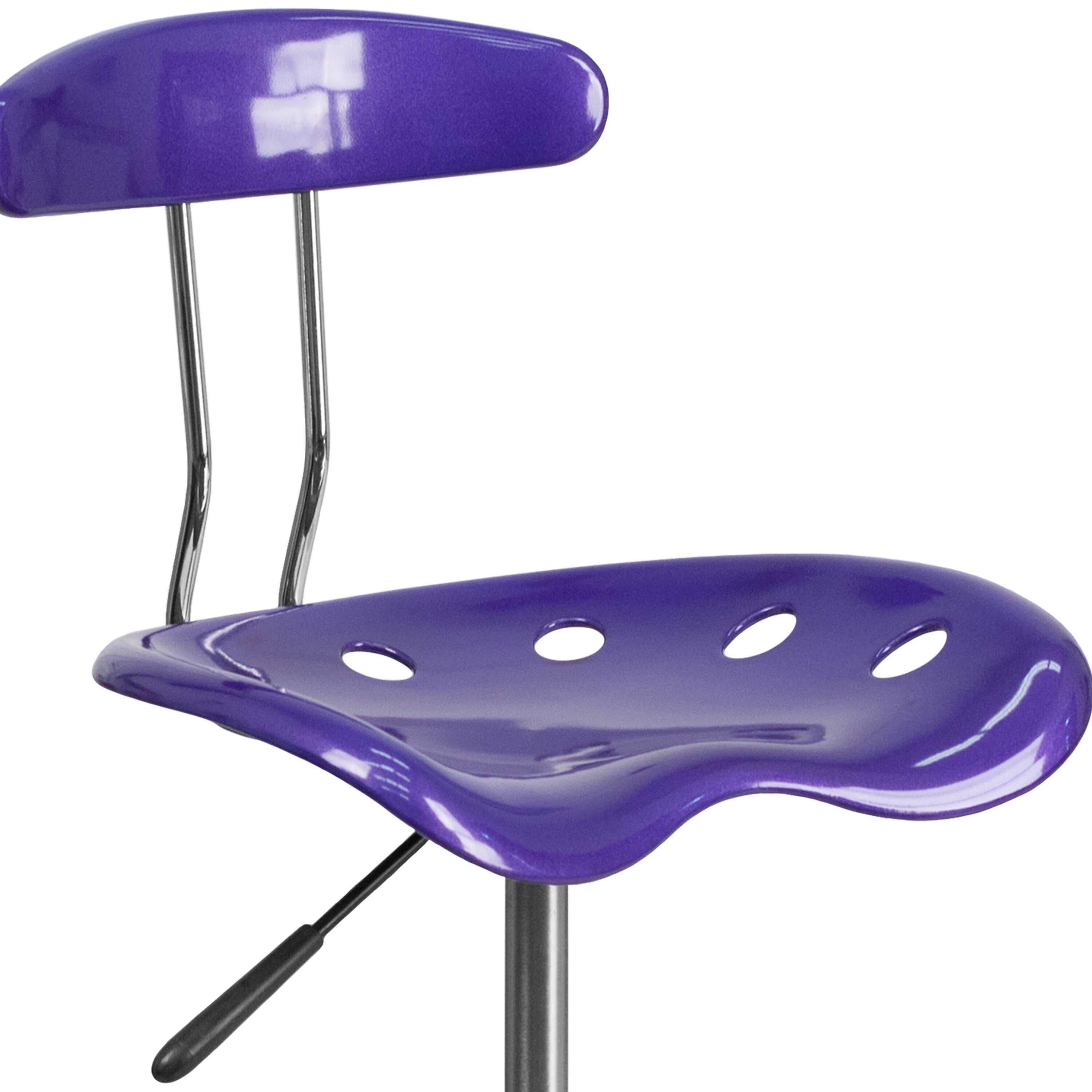 Flash Furniture Low Back Polymer Drafting Stool With Tractor Seat, Vibrant Violet
