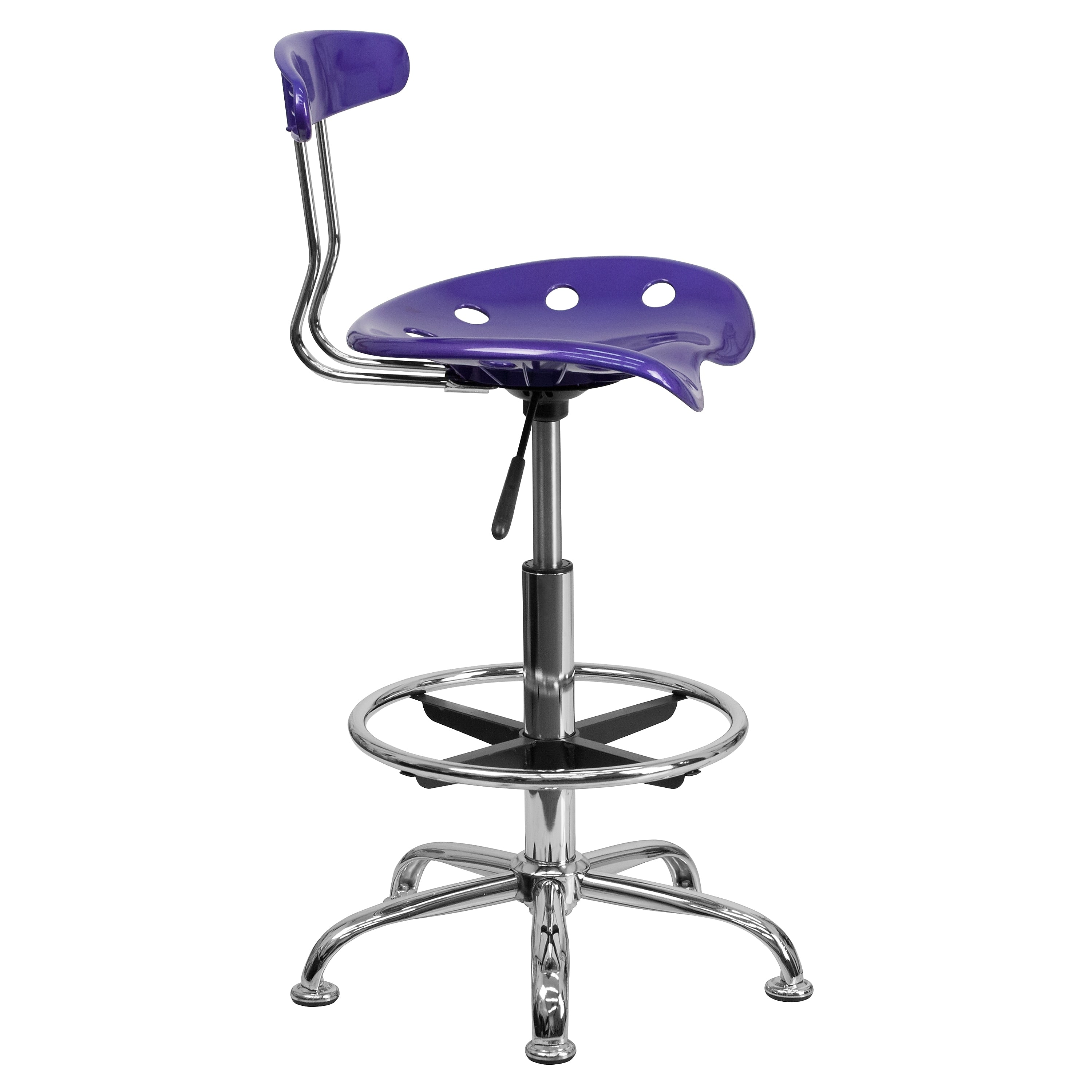 Flash Furniture Low Back Polymer Drafting Stool With Tractor Seat, Vibrant Violet