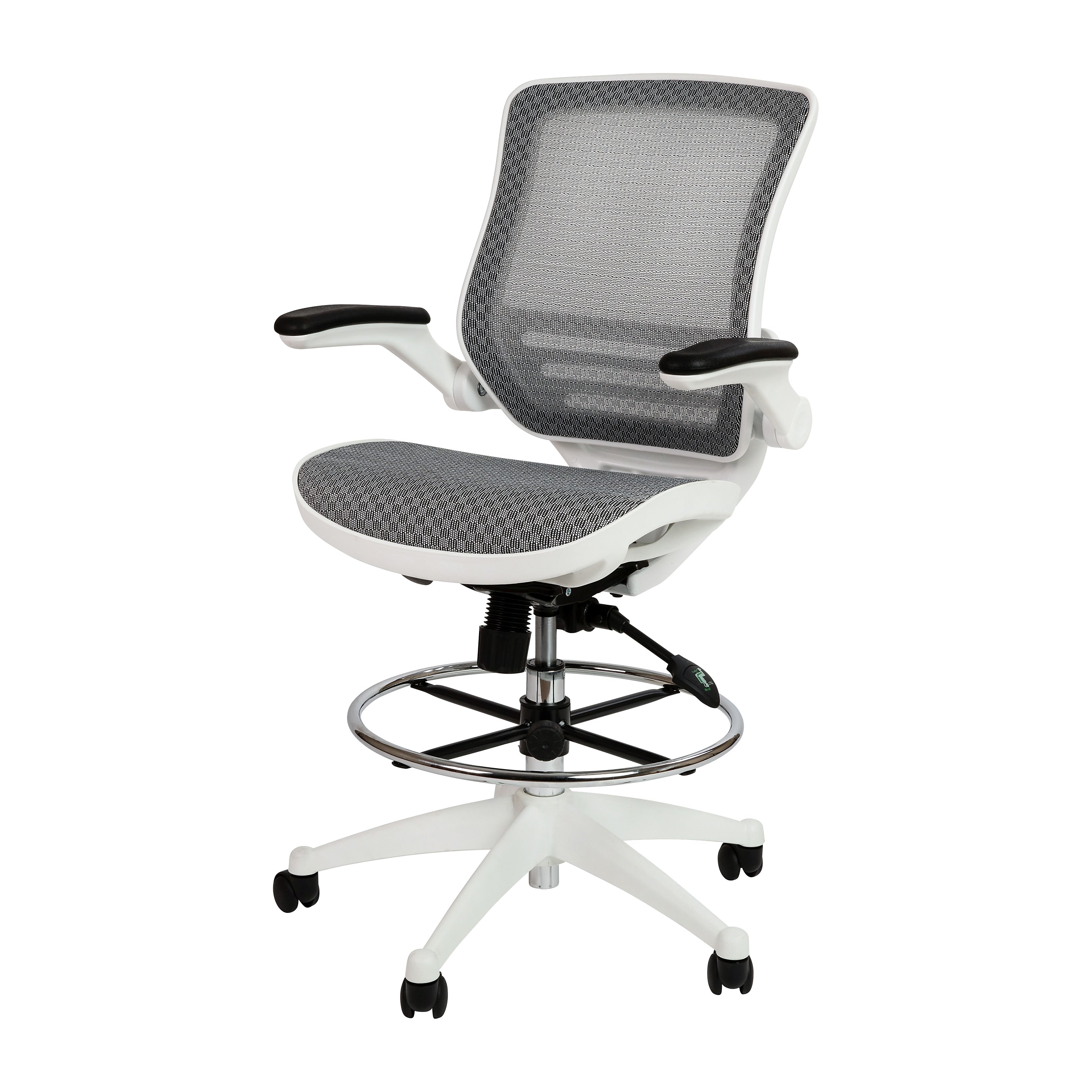 Flash Furniture Mesh Mid-Back Drafting Stool with Lumbar Support, Gray/White