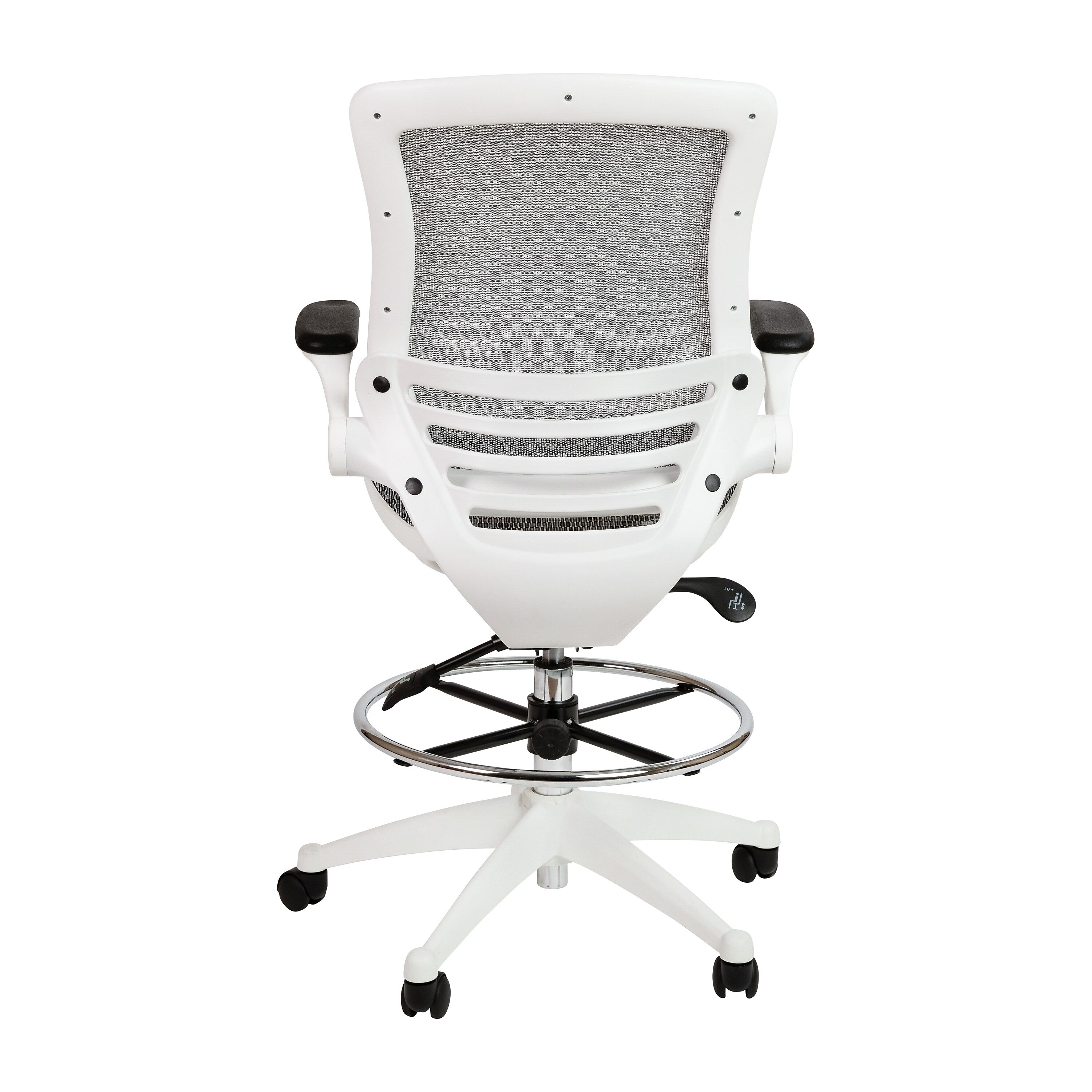 Flash Furniture Mesh Mid-Back Drafting Stool with Lumbar Support, Gray/White