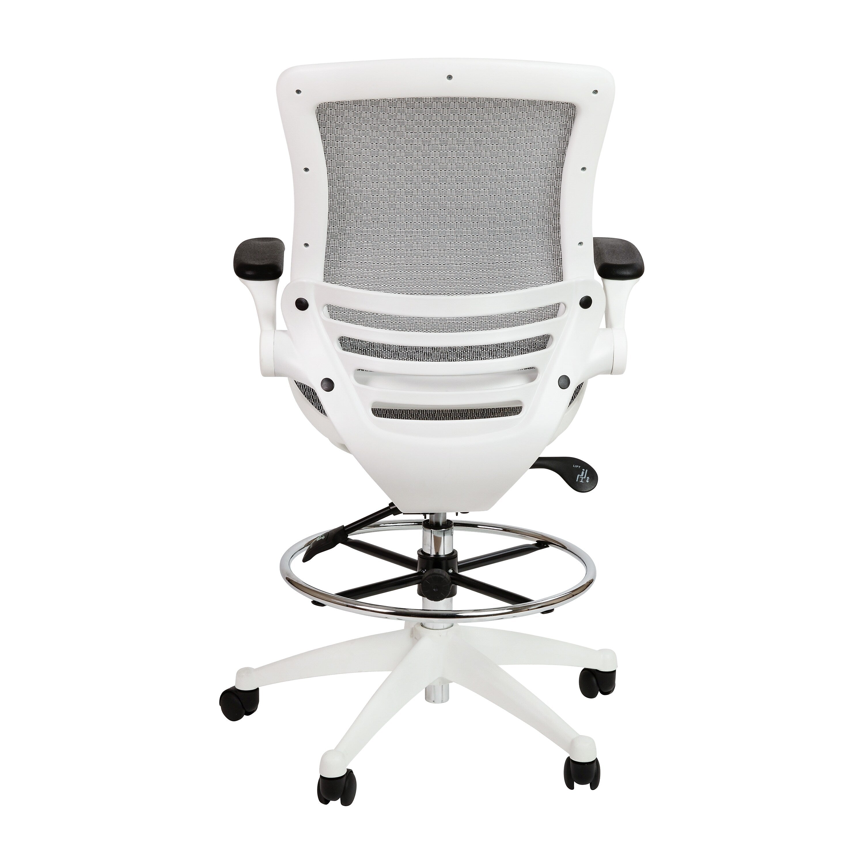 Flash Furniture Mesh Mid-Back Drafting Stool with Lumbar Support, Gray/White