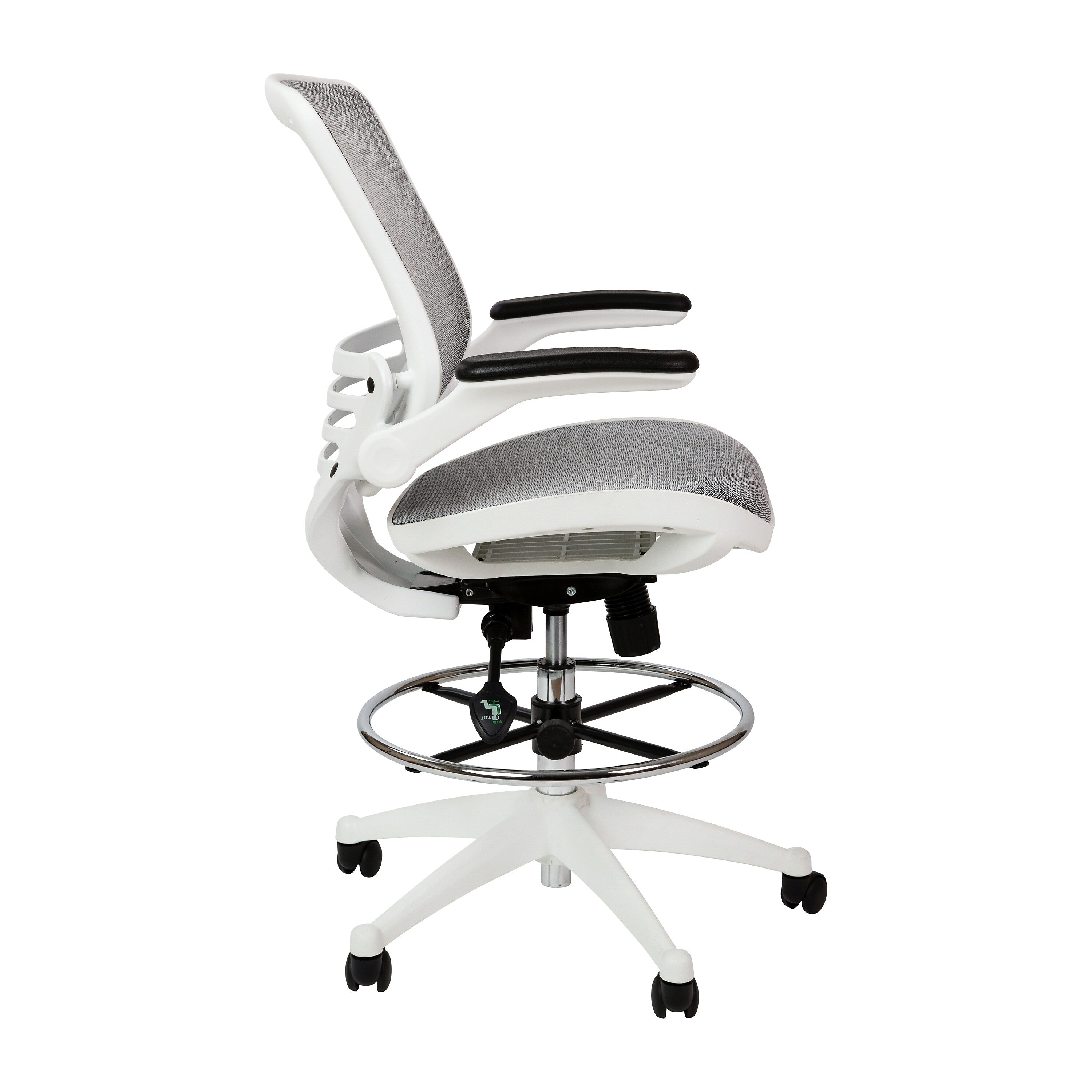 Flash Furniture Mesh Mid-Back Drafting Stool with Lumbar Support, Gray/White