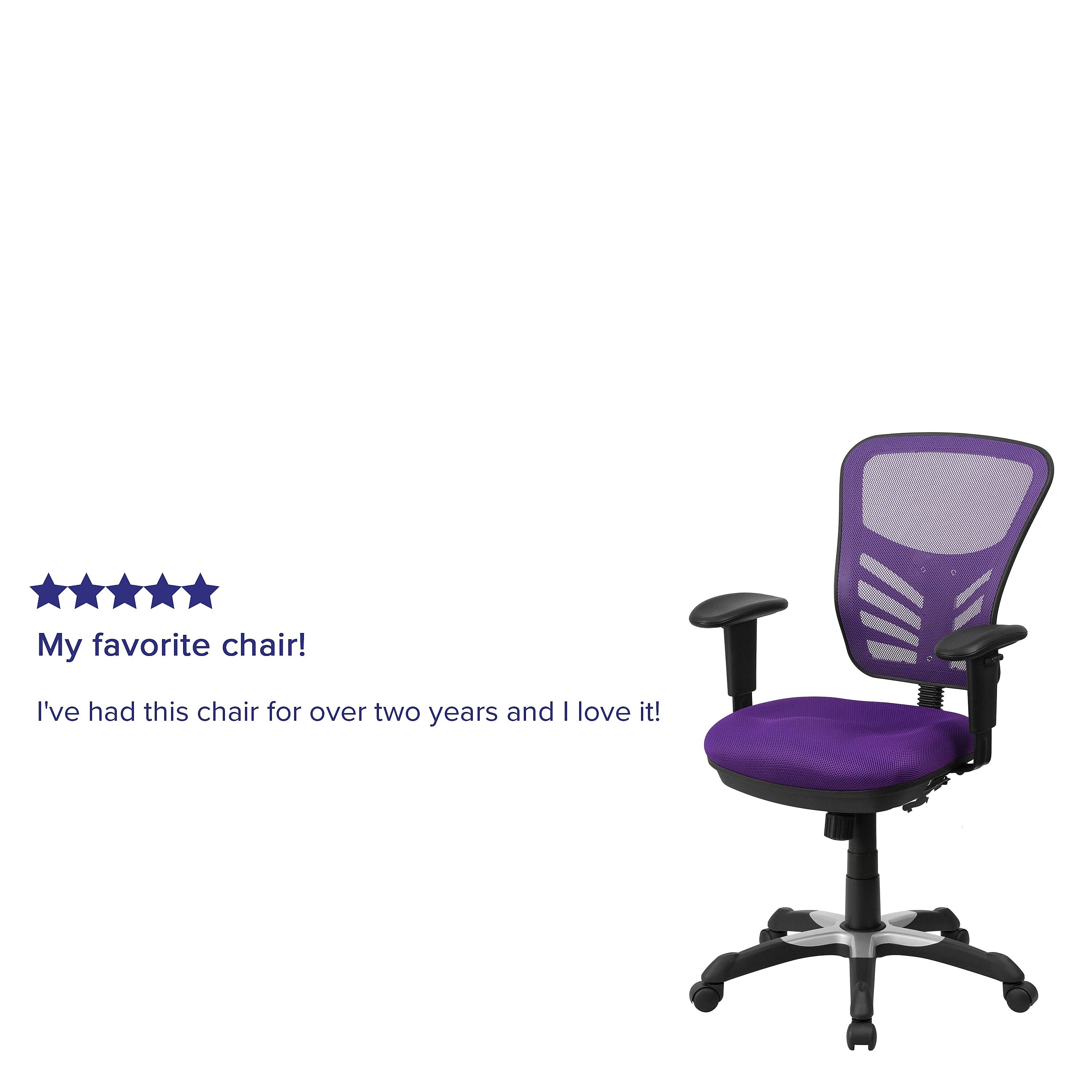 Flash Furniture Nicholas Ergonomic Mesh Swivel Mid-Back Multifunction Executive Office Chair, Purple